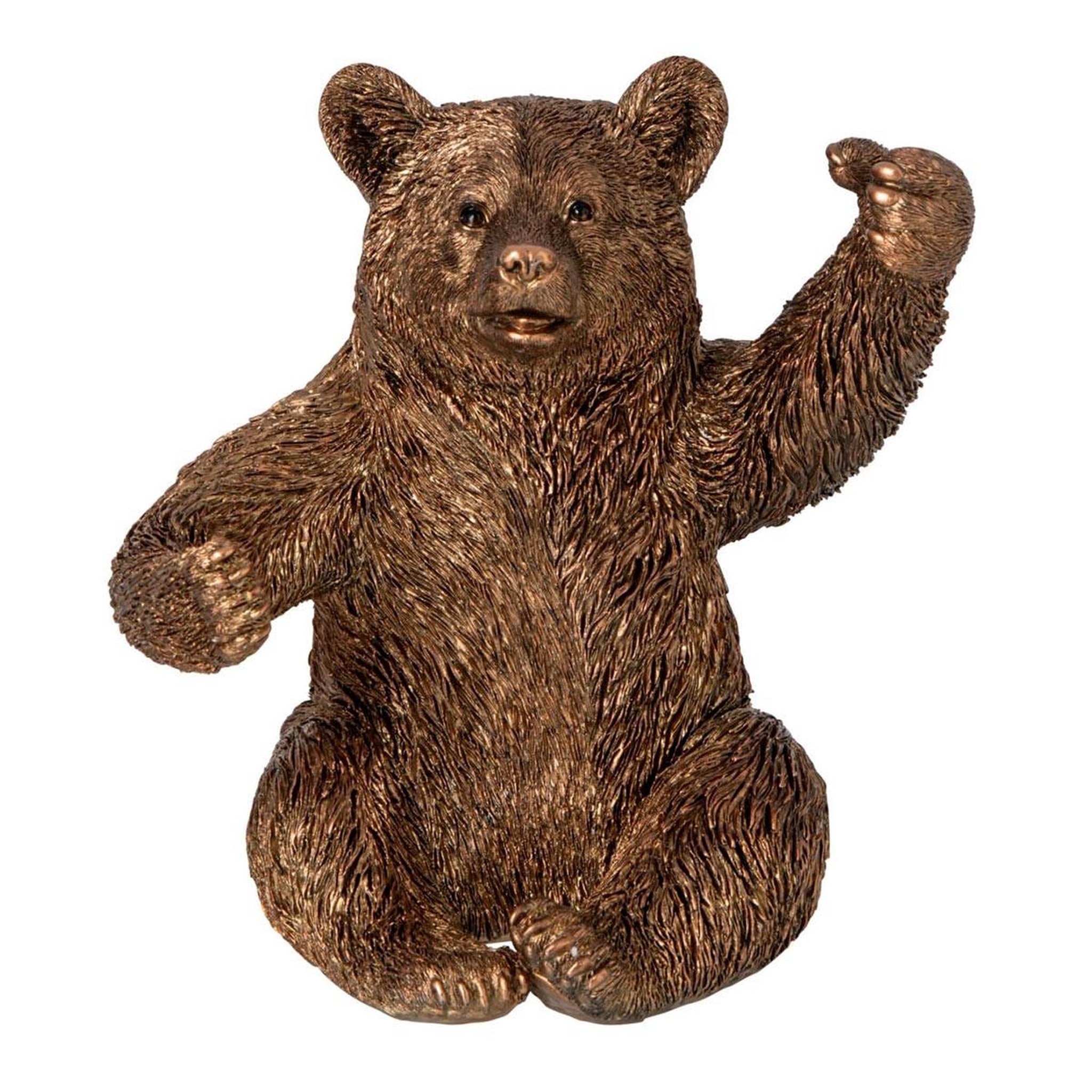 J-LINE Statuette ours porte-bouteille  olia  23cm cuivre