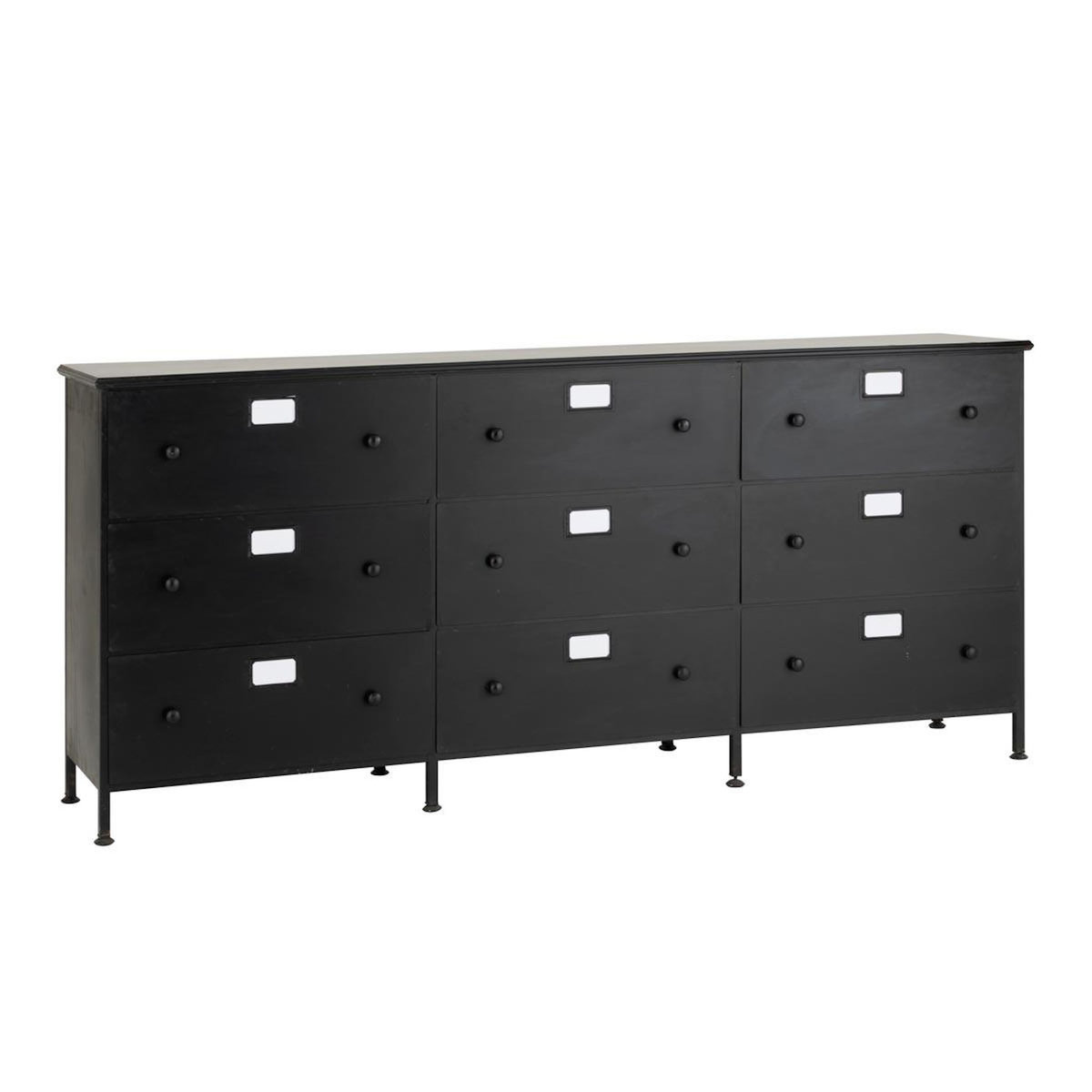 Paris Prix Meuble de Rangement 9 Tiroirs  Cade  175cm Noir
