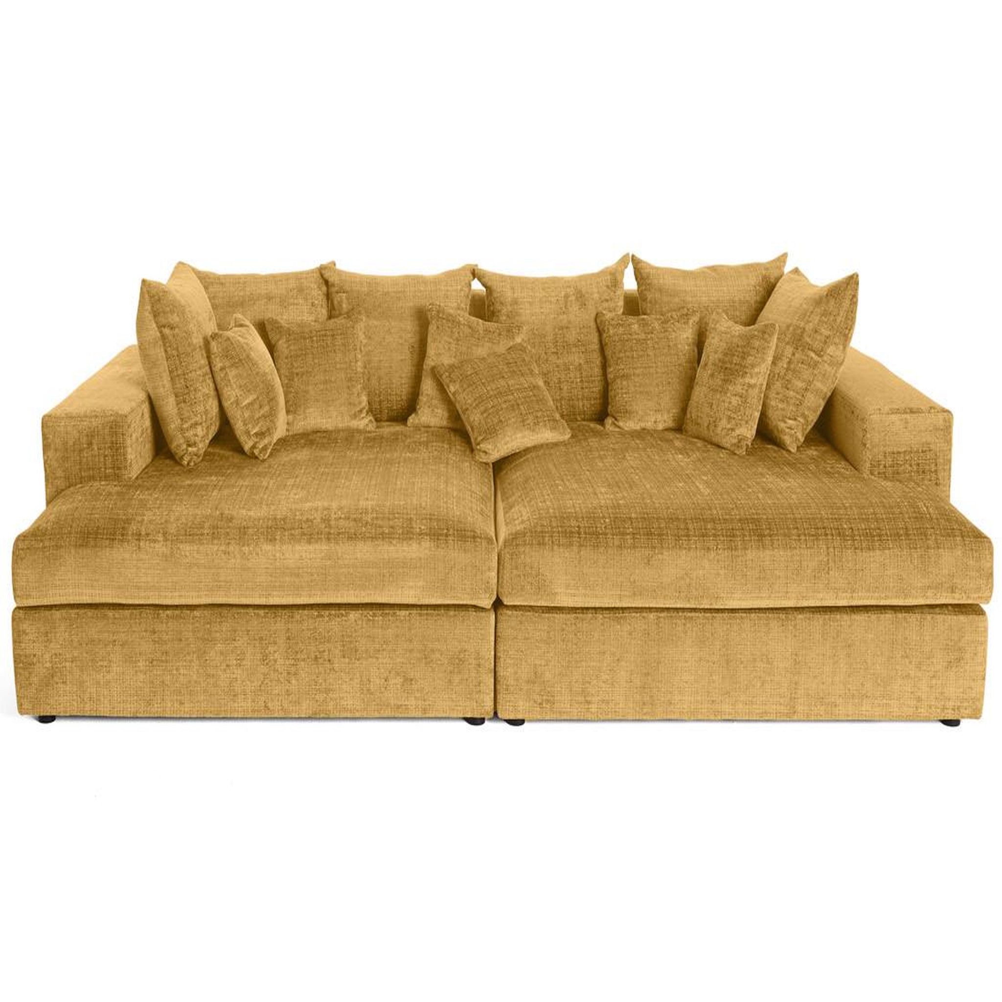 Voir la diapositive 1 : BEST MOBILIER Collins - canapé droit 4 places avec double méridienne - assise profonde - en velours texturé