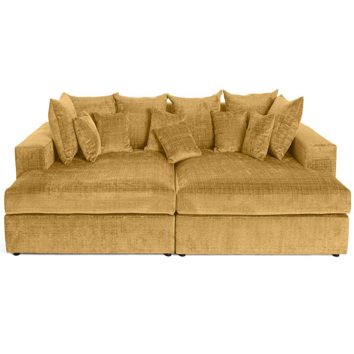 LISA DESIGN Collins - canapé droit 4 places avec double méridienne - assise profonde - en velours texturé