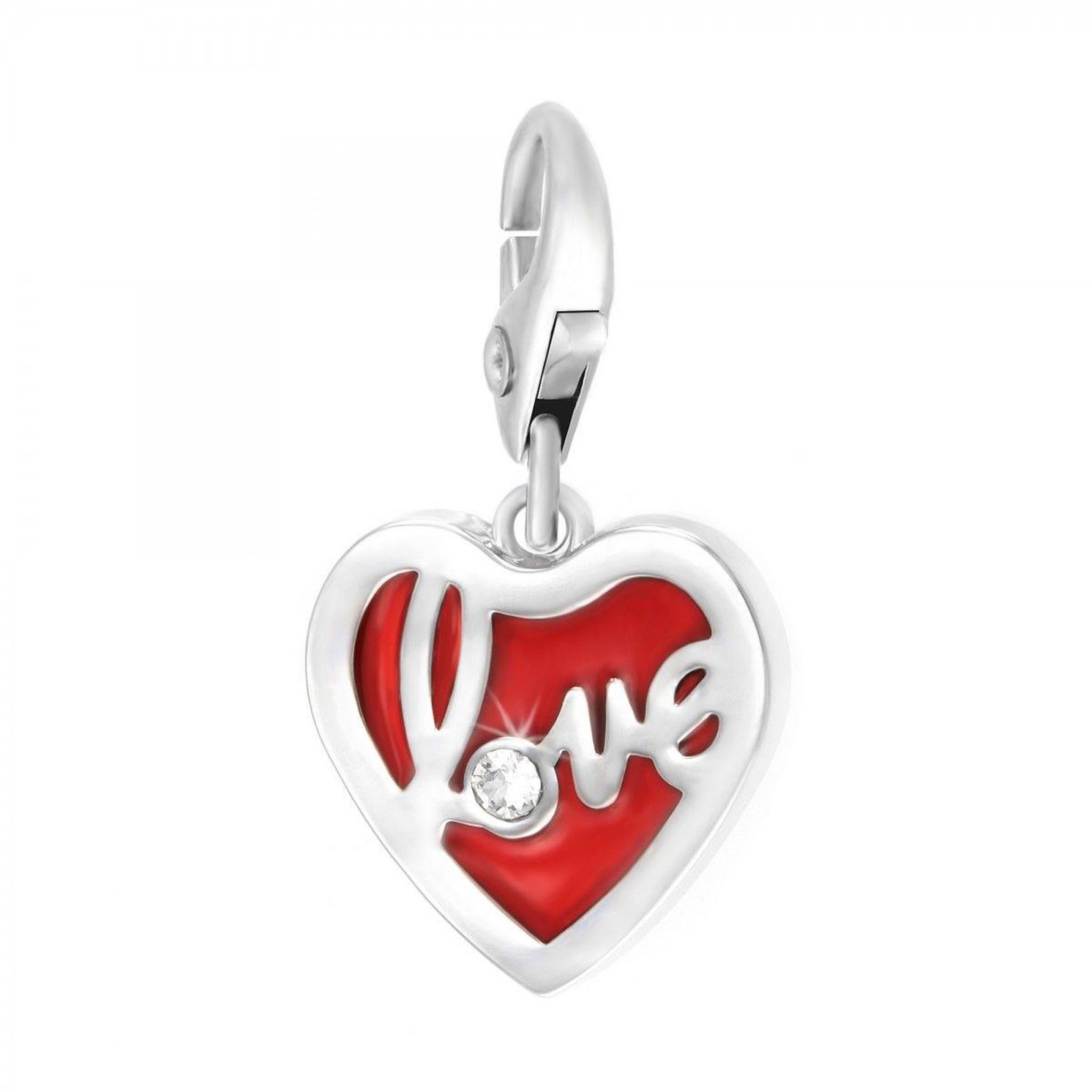 SC CRYSTAL Charm love dans coeur SC Crystal orné de Cristaux scintillants