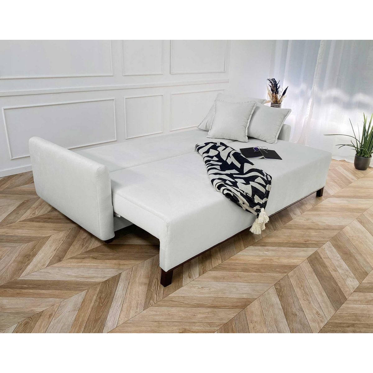 LISA DESIGN Apia - canapé 3 places - convertible avec coffre - en velours