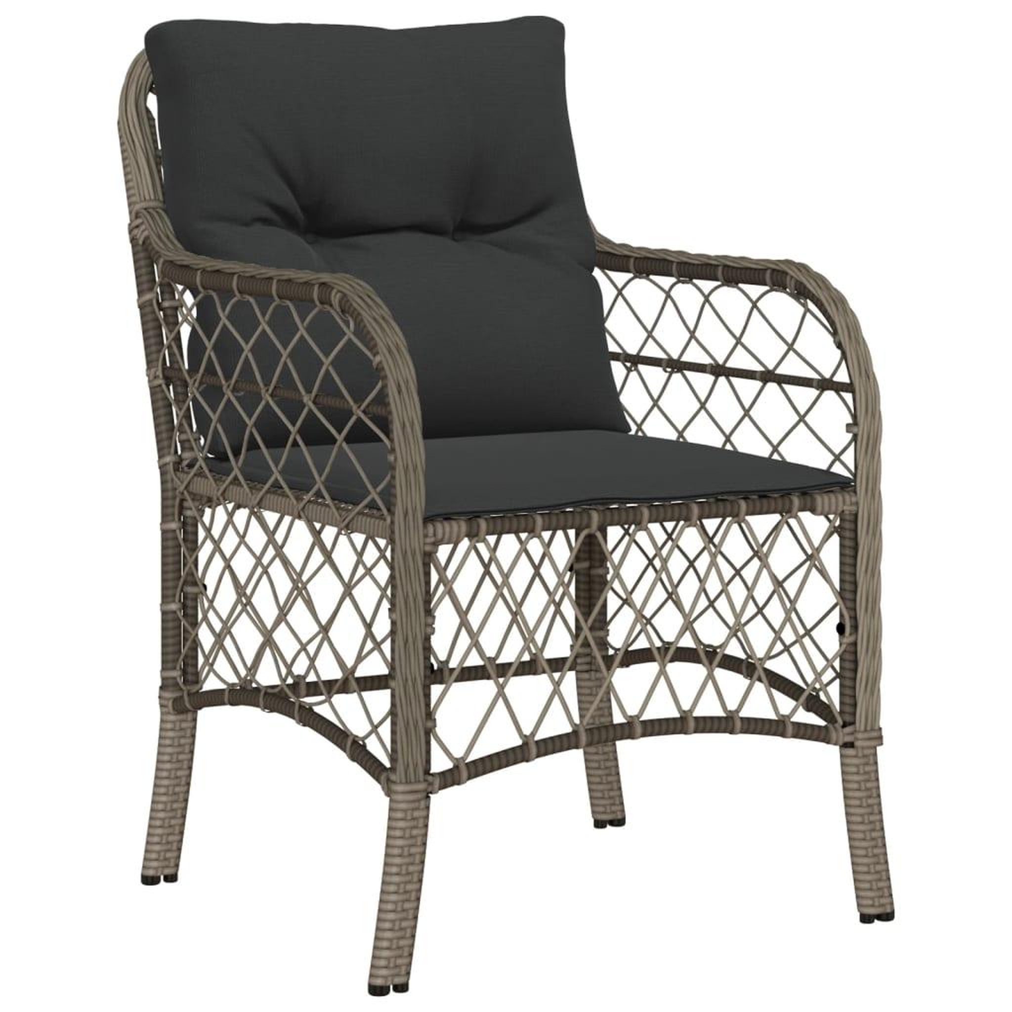 Voir la diapositive 3 : VIDAXL Ensemble a manger de jardin 5 pcs coussins gris resine tressee