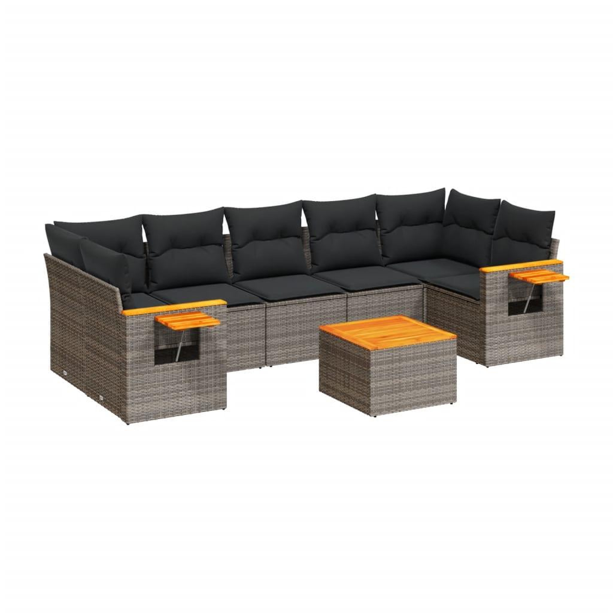 Voir la diapositive 2 : VIDAXL Salon de jardin 8 pcs avec coussins gris resine tressee