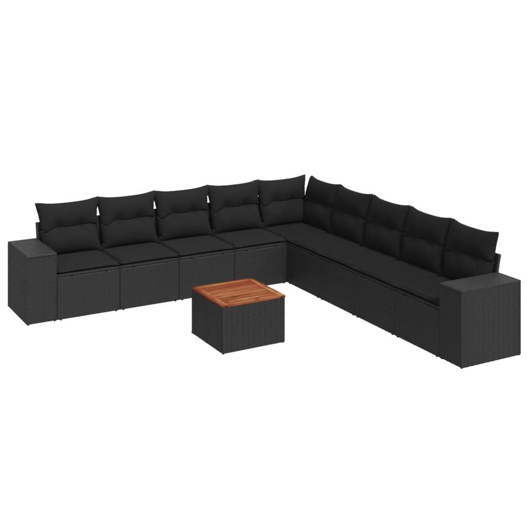 Voir la diapositive 2 : VIDAXL Salon de jardin 10 pcs avec coussins noir resine tressee