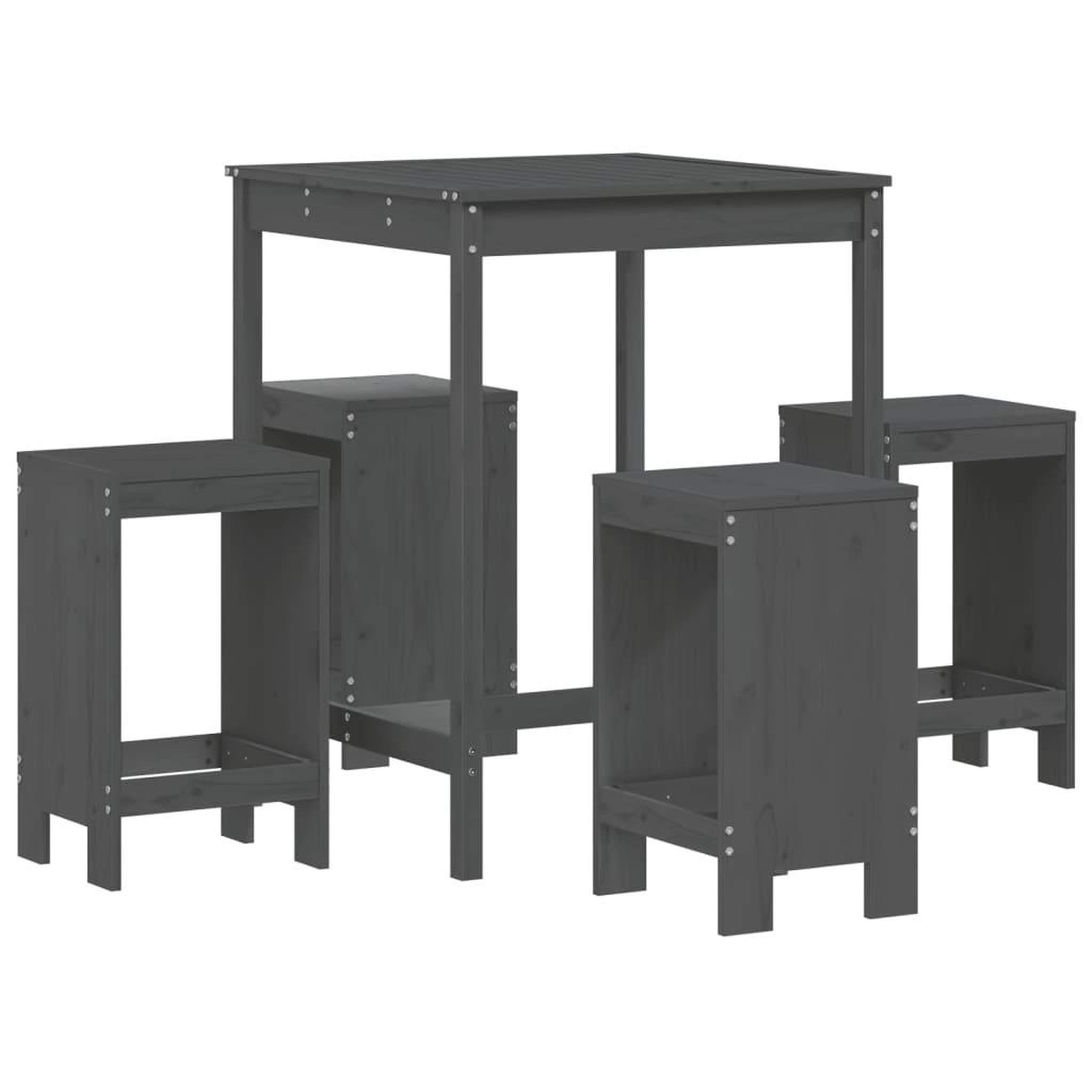 Voir la diapositive 2 : VIDAXL Ensemble de bar de jardin 5 pcs gris bois de pin massif