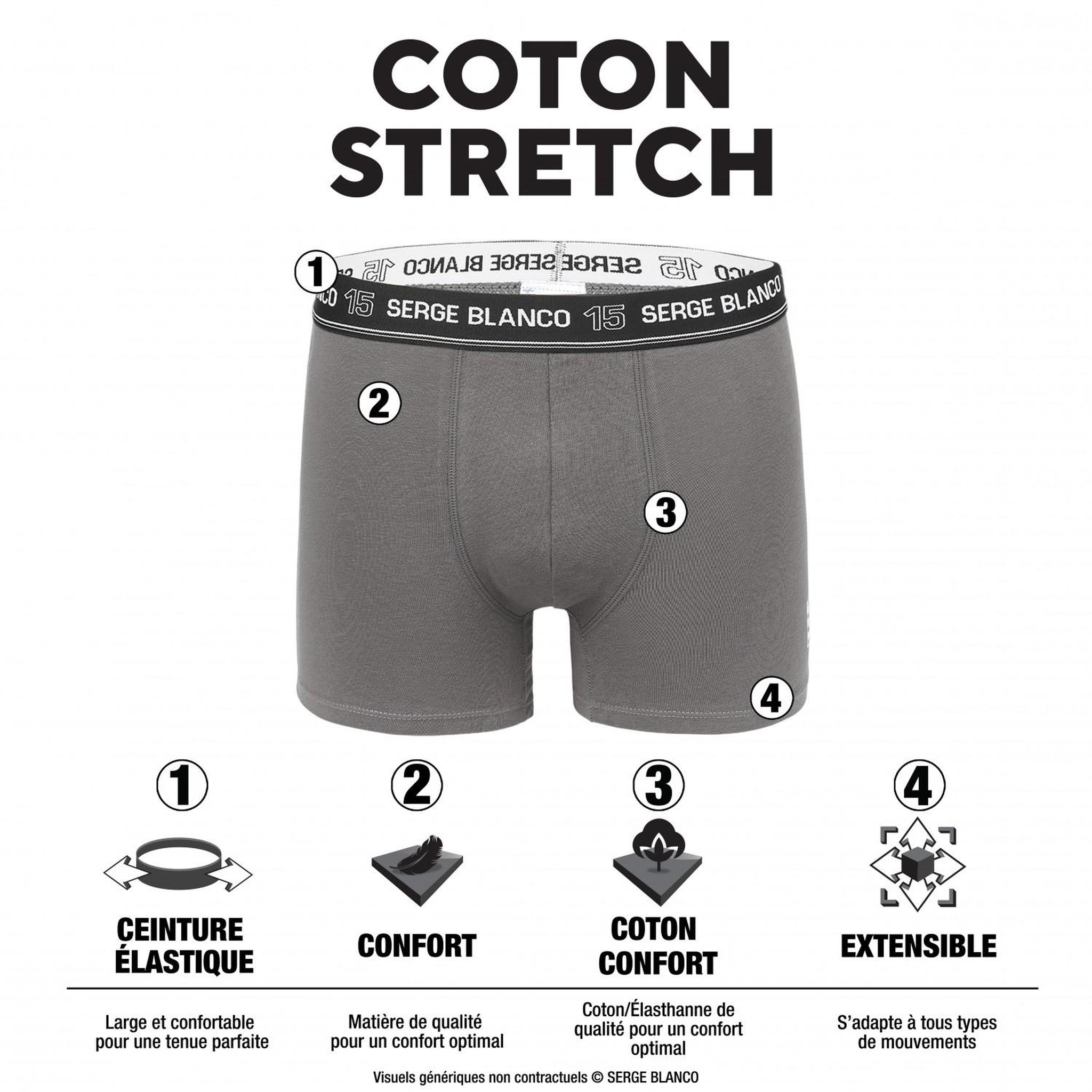 Voir la diapositive 2 : SERGE BLANCO Lot de 4 boxers coton homme colored class'