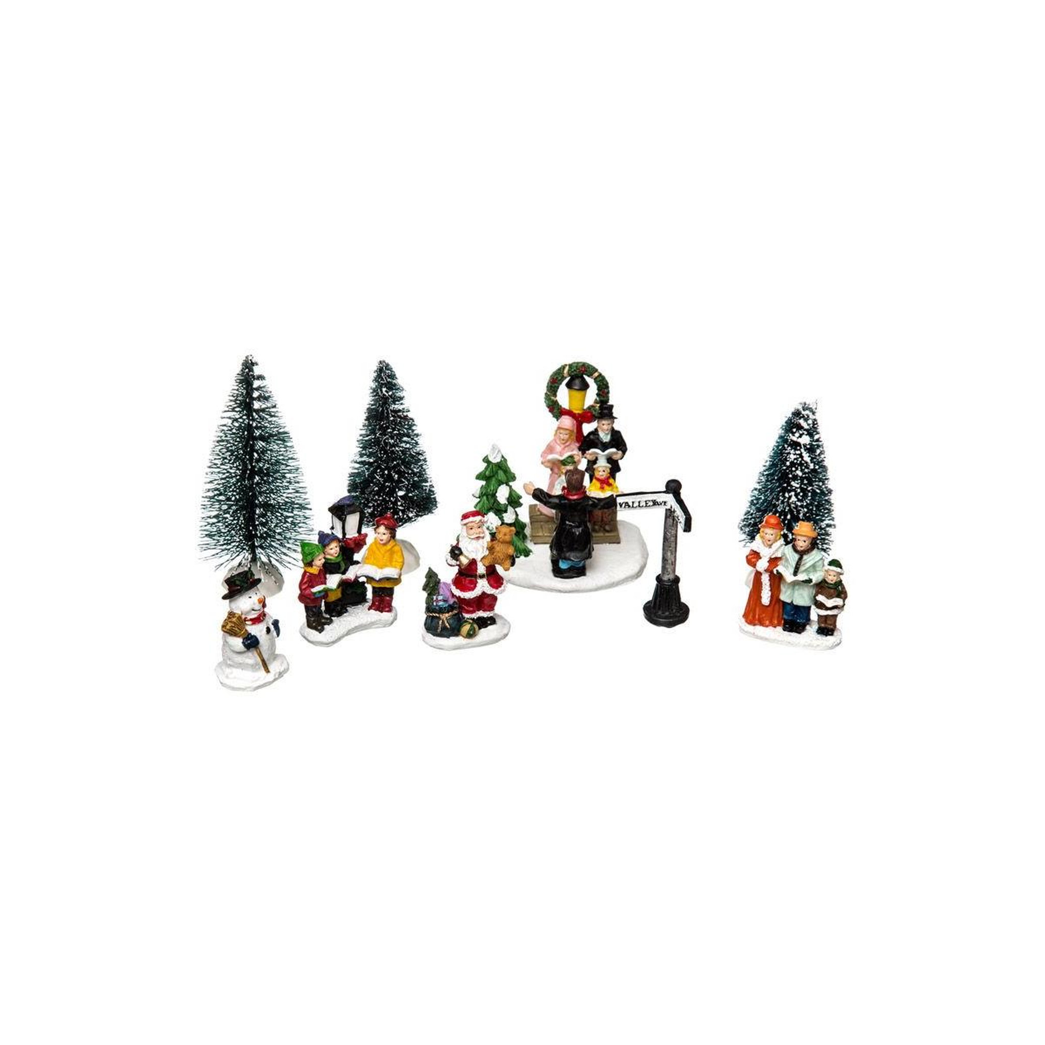 FEERIC LIGHT & CHRISTMAS Lot de 9 santons  village de noël  7cm multicolore