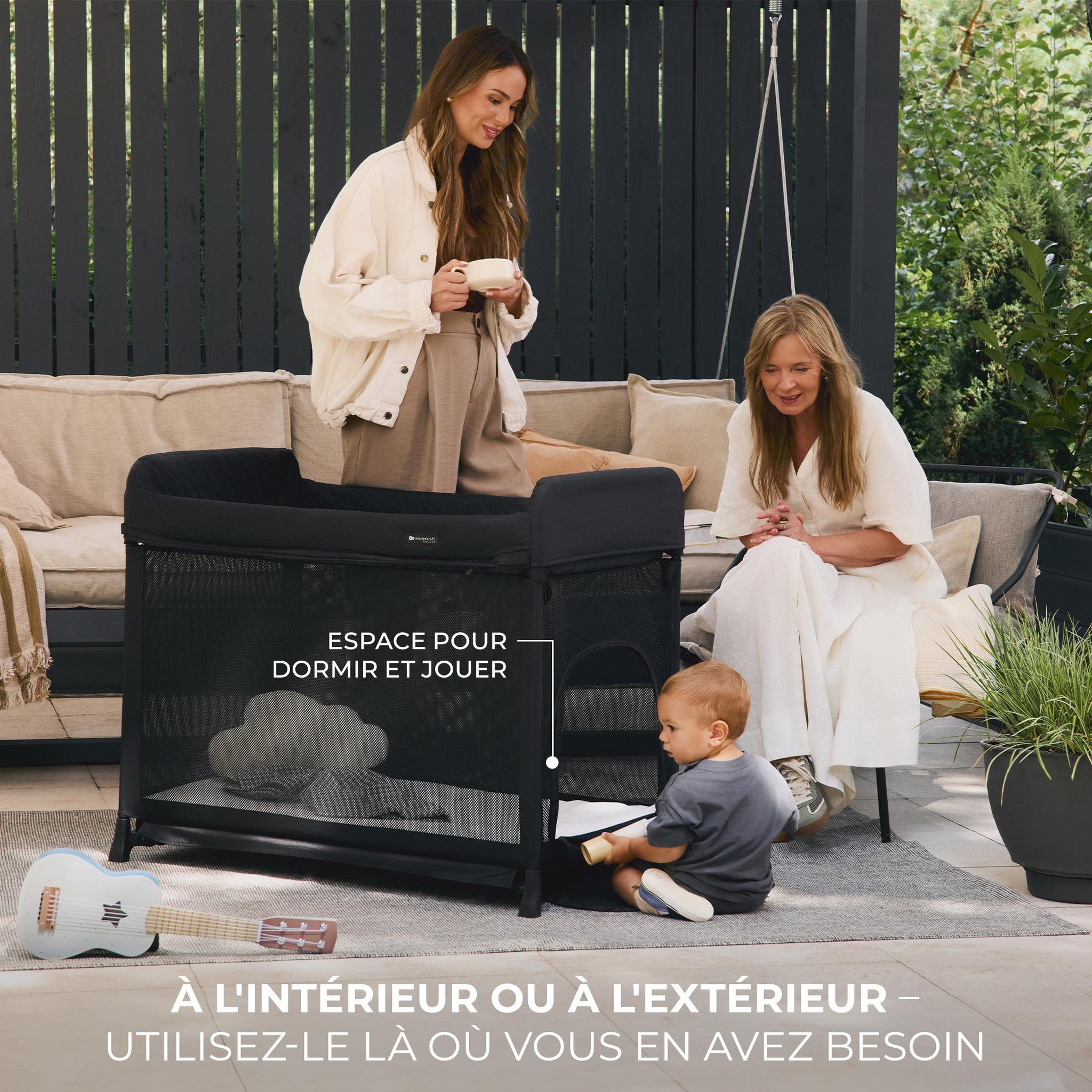Voir la diapositive 3 : KINDERKRAFT Lit parapluie pliable à deux niveaux