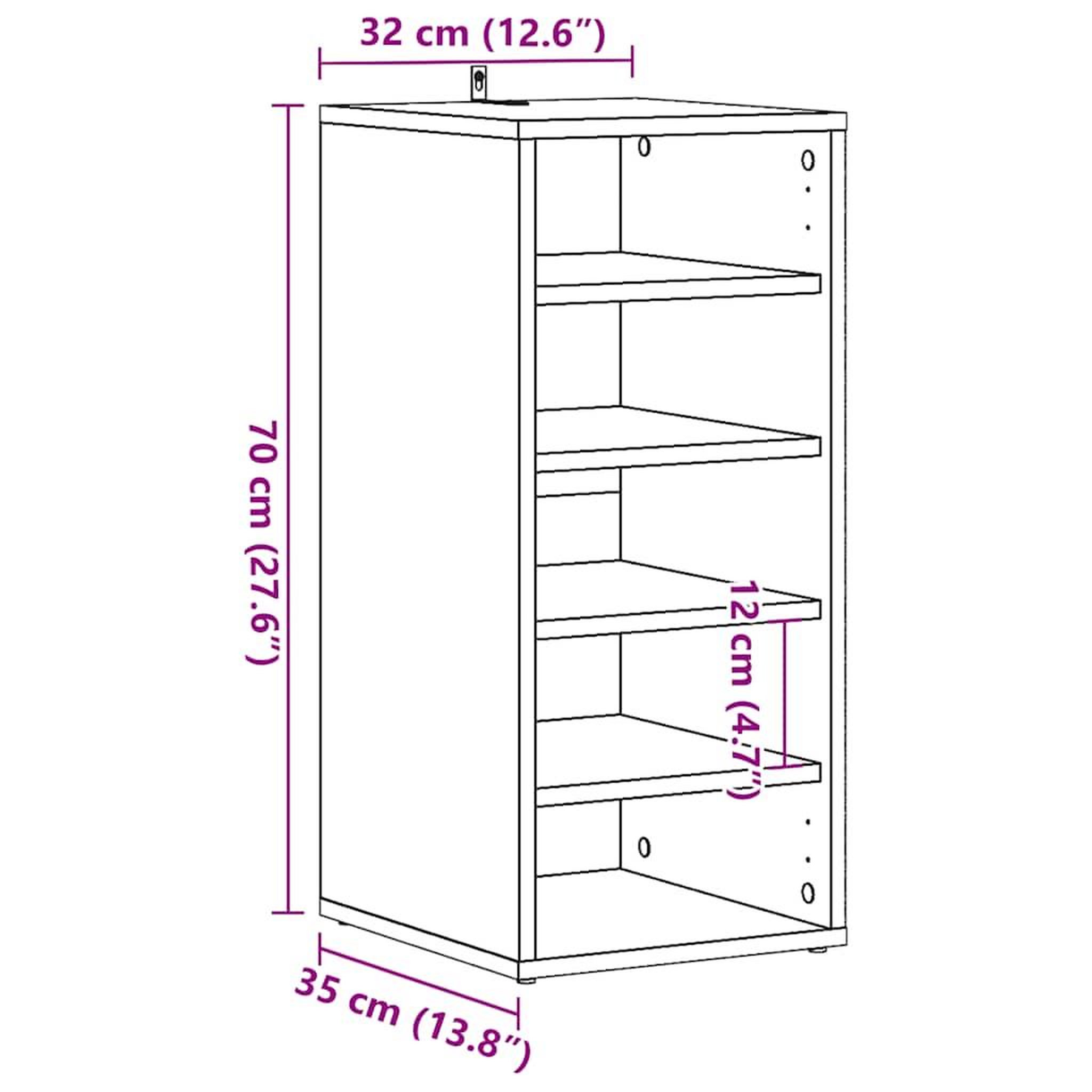 Voir la diapositive 6 : VIDAXL Armoire a chaussures vieux bois 32x35x70 cm bois d'ingenierie