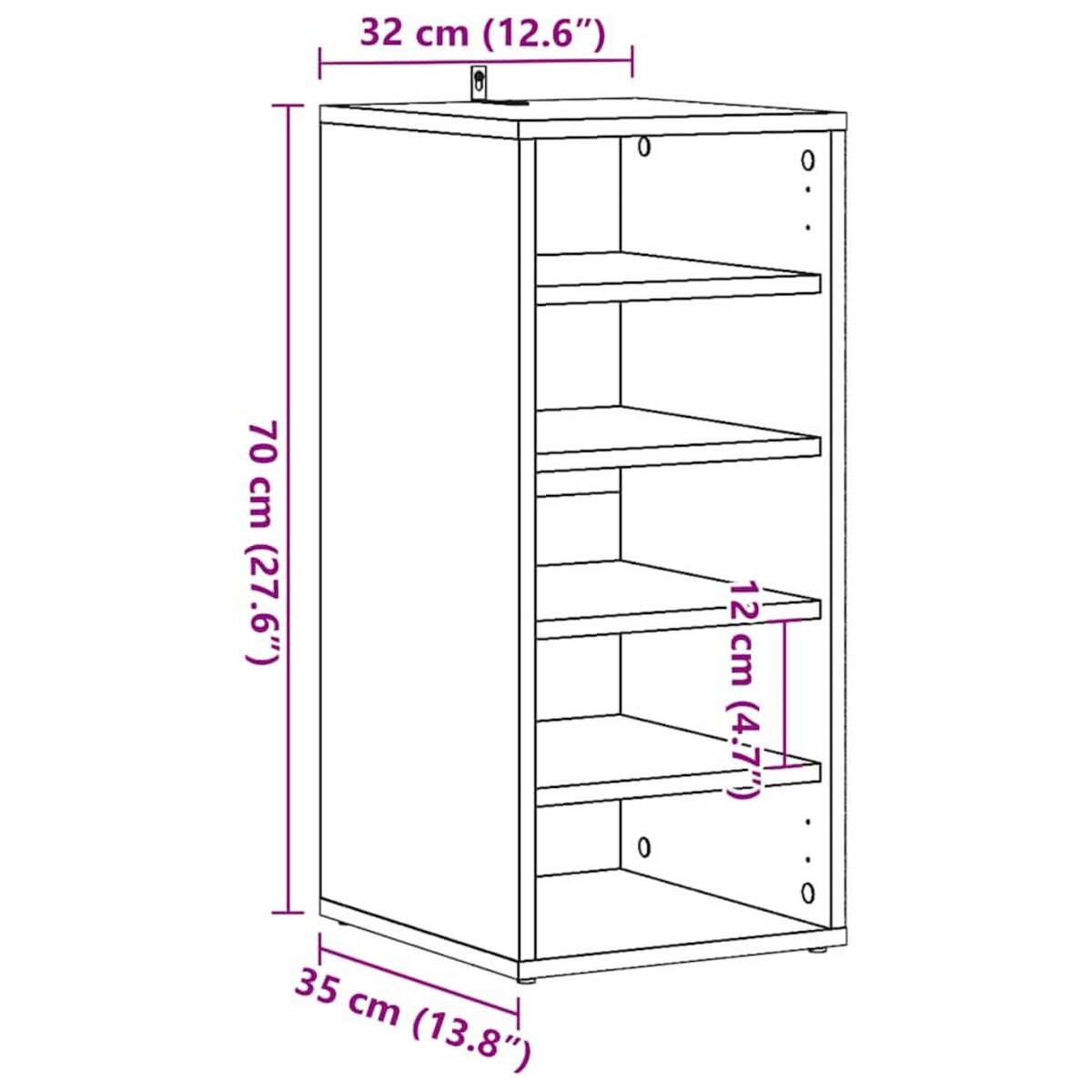 VIDAXL Armoire a chaussures vieux bois 32x35x70 cm bois d'ingenierie
