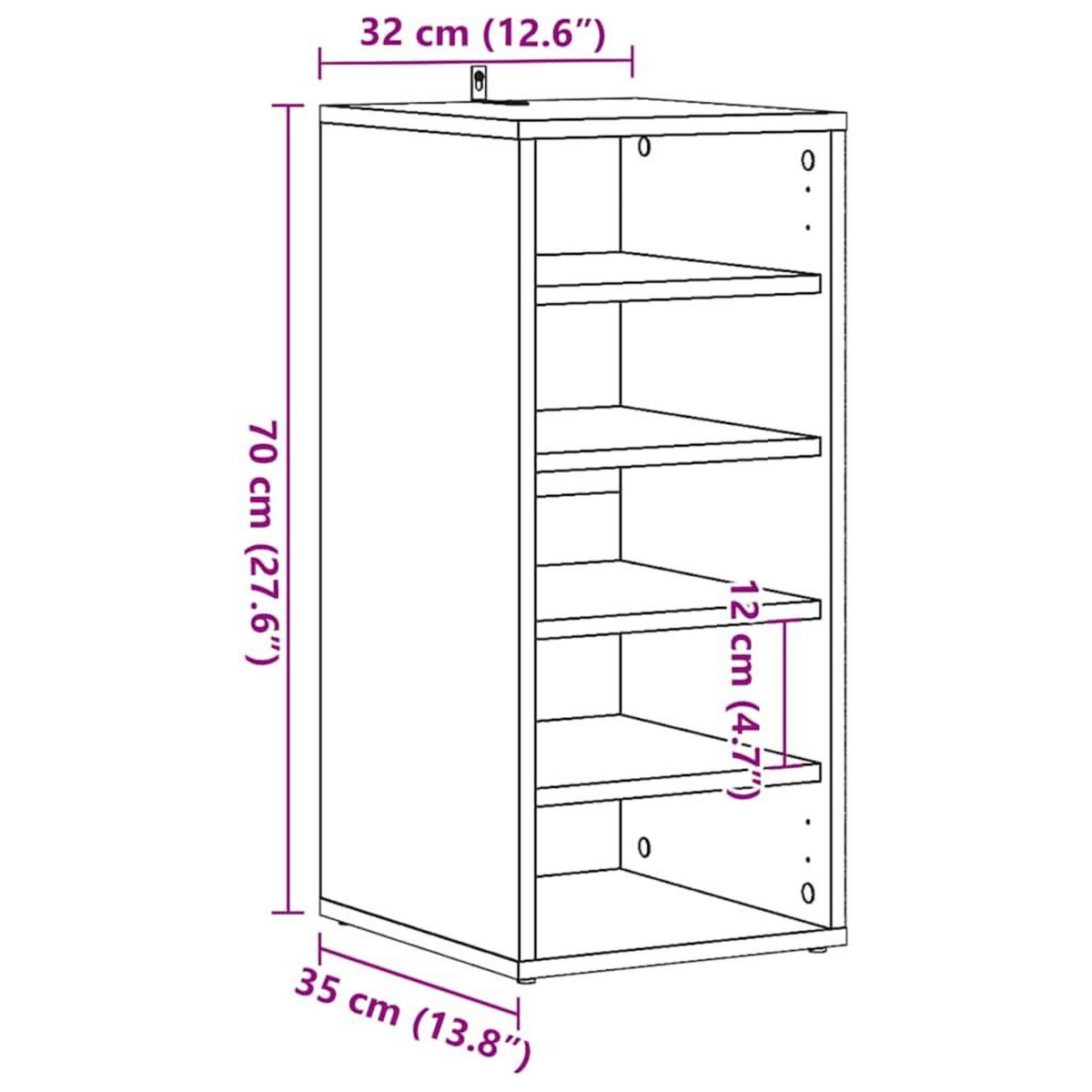 VIDAXL Armoire a chaussures vieux bois 32x35x70 cm bois d'ingenierie