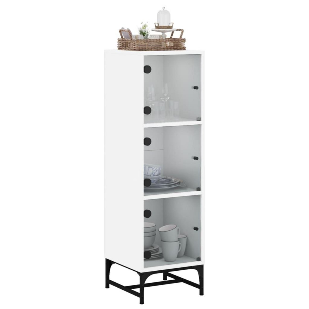VIDAXL Buffet avec portes en verre blanc 35x37x120 cm