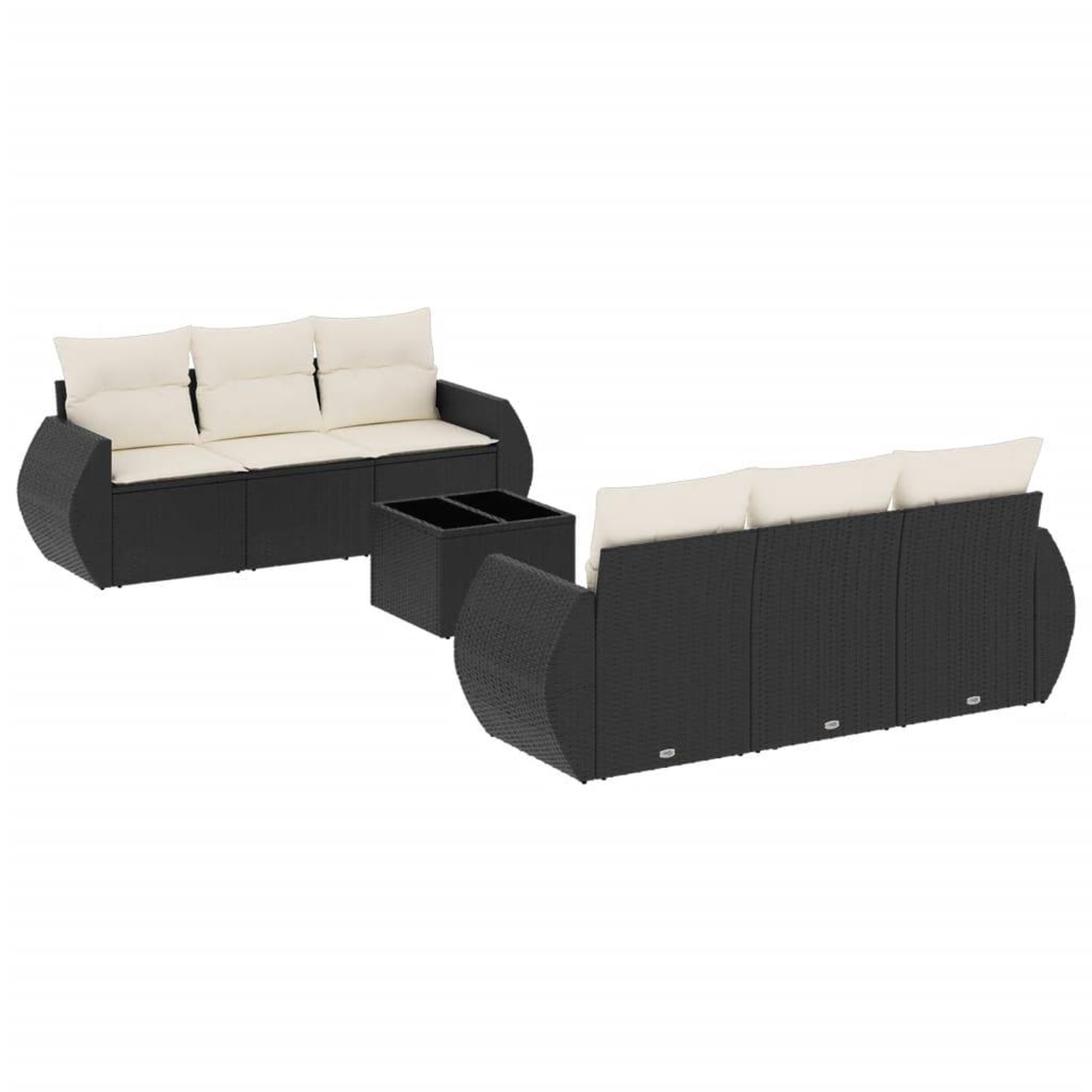Voir la diapositive 2 : VIDAXL Salon de jardin 7 pcs avec coussins noir resine tressee