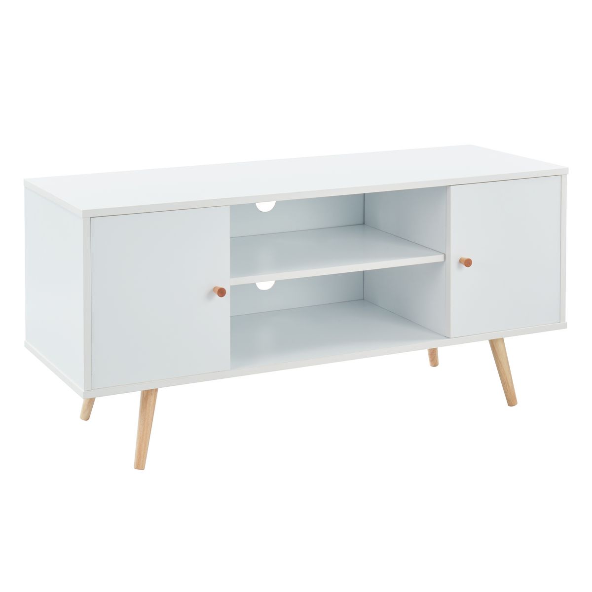 Meuble TV  2 portes pieds bois massif L116cm MALMO