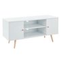 Voir la diapositive 3 : Meuble TV  2 portes pieds bois massif L116cm MALMO