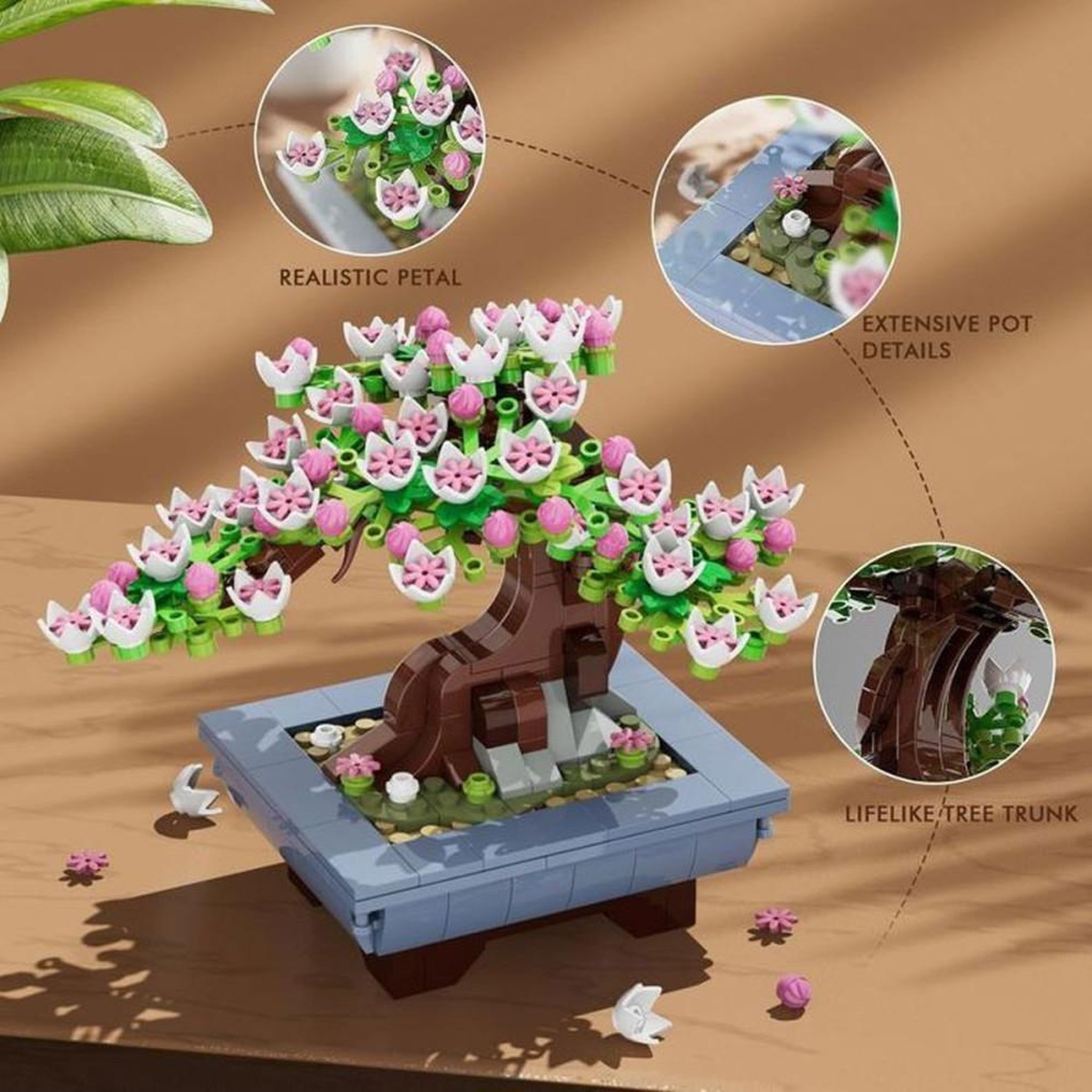 Voir la diapositive 6 : Kit de construction bonsaï 4 en 1 584 pièces – décor intérieur saisons (printemps, automne, hiver)
