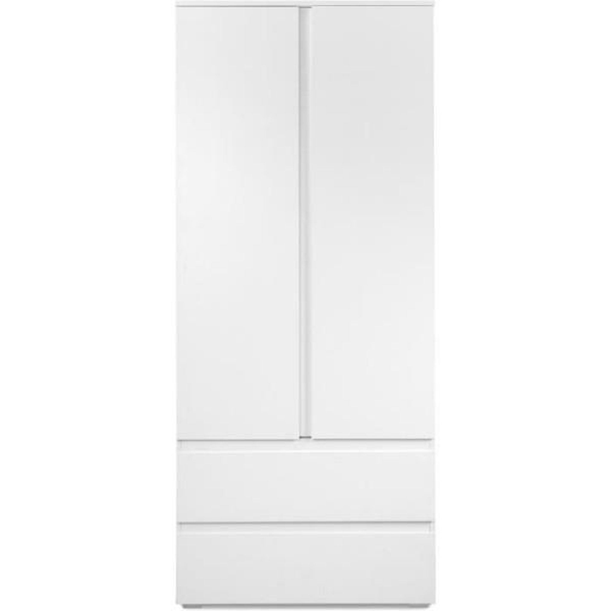 Voir la diapositive 3 : MARKET24 Armoire Image 60A - 2 portes battantes - 2 tiroirs - Blanc Mat - L80 x H191 x P55 cm