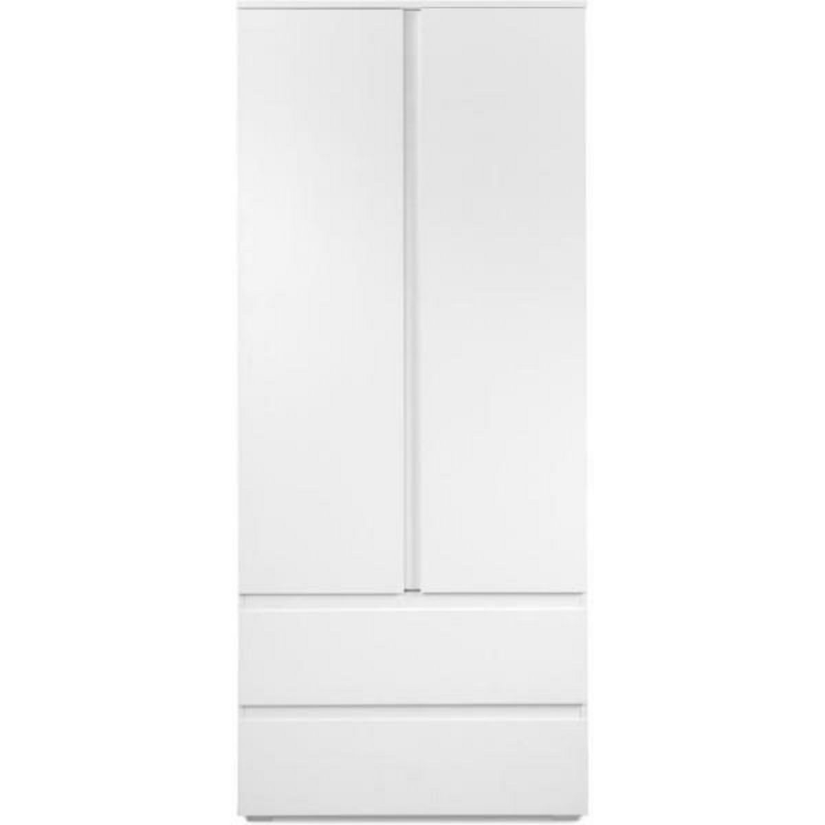 MARKET24 Armoire Image 60A - 2 portes battantes - 2 tiroirs - Blanc Mat - L80 x H191 x P55 cm