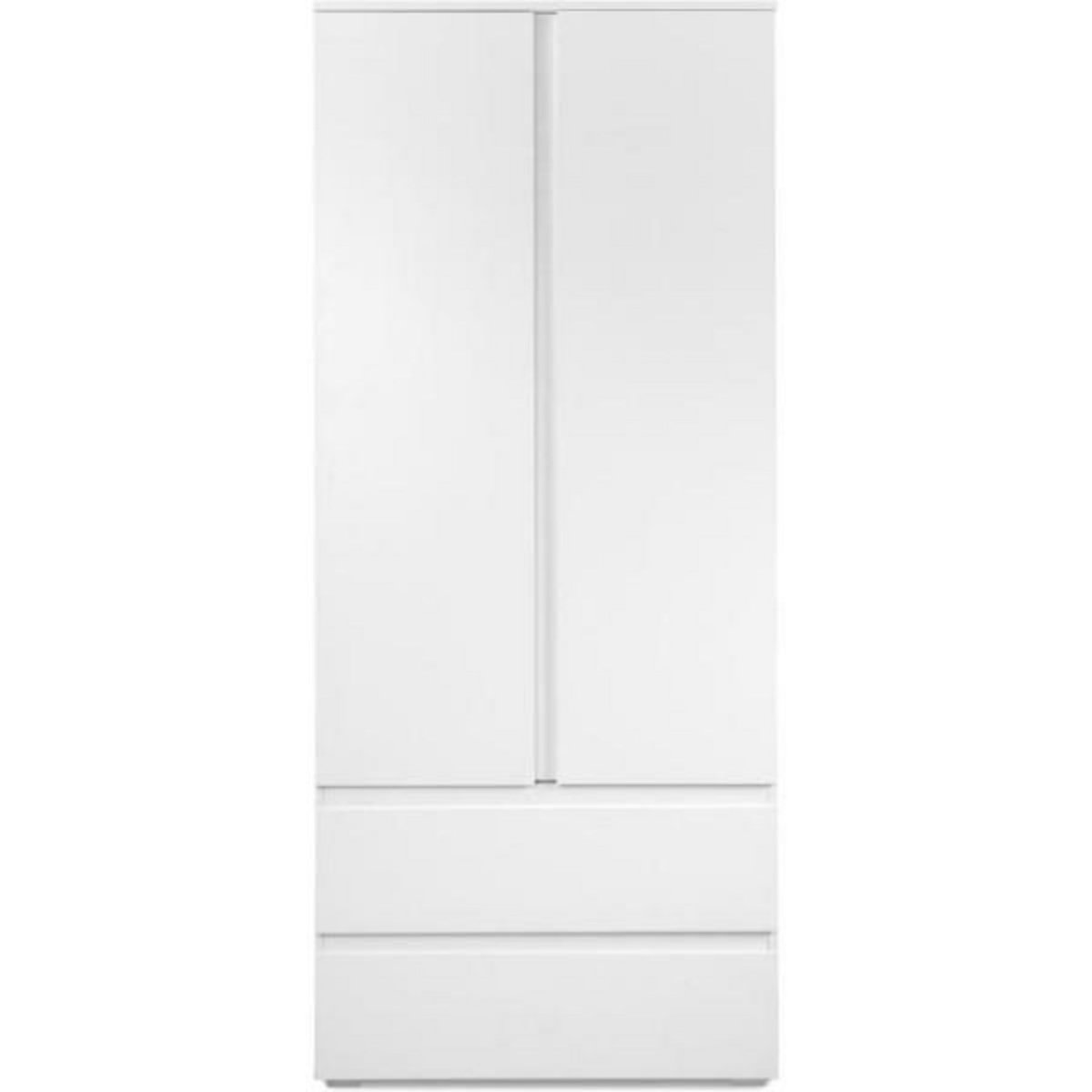 MARKET24 Armoire Image 60A - 2 portes battantes - 2 tiroirs - Blanc Mat - L80 x H191 x P55 cm