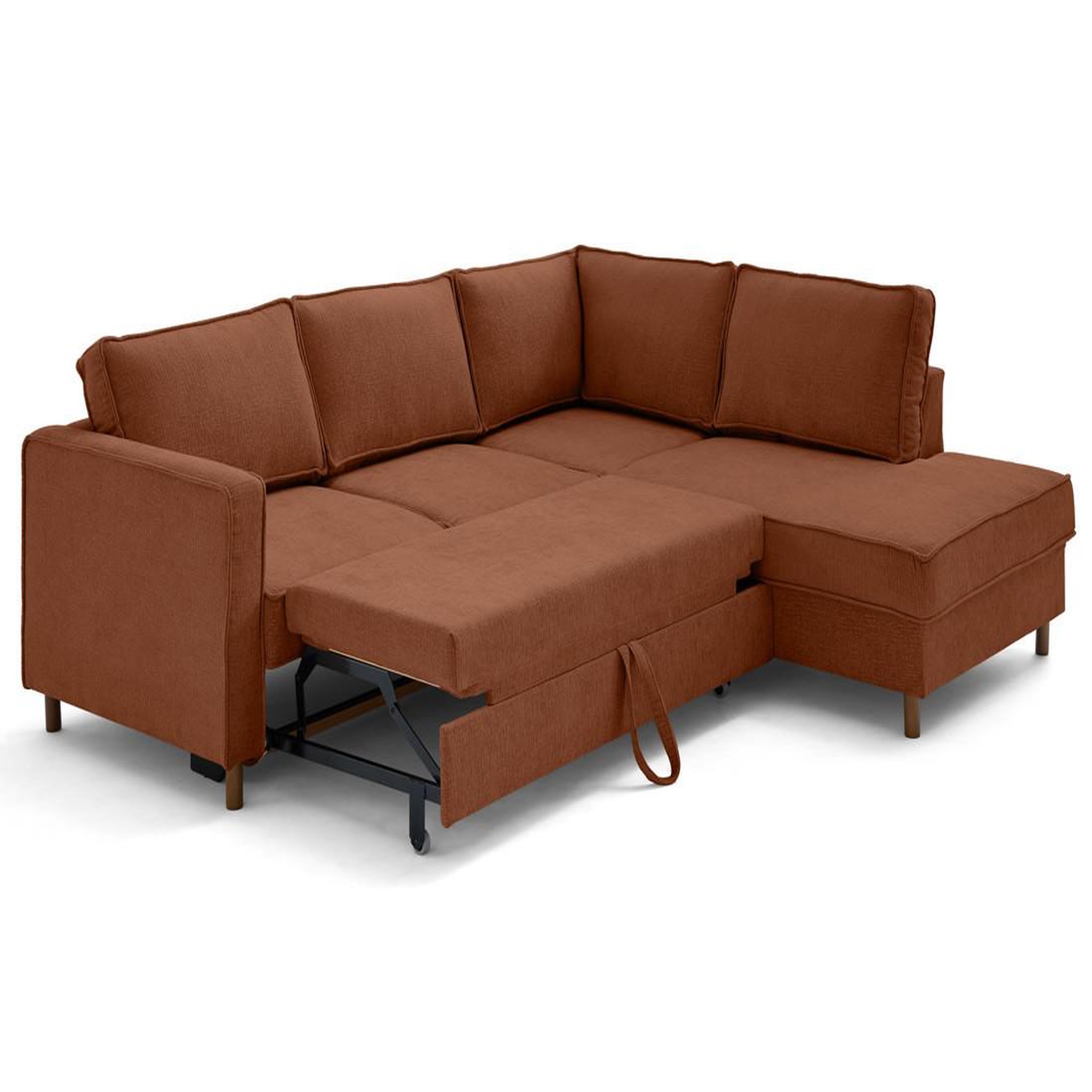 Voir la diapositive 2 : LISA DESIGN Jake - canapé d'angle droit 5 places convertible en tissu velours relief