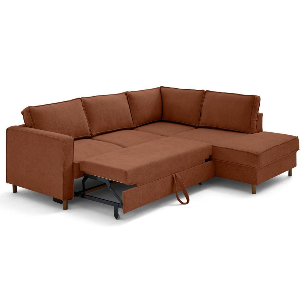 LISA DESIGN Jake - canapé d'angle droit 5 places convertible en tissu velours relief