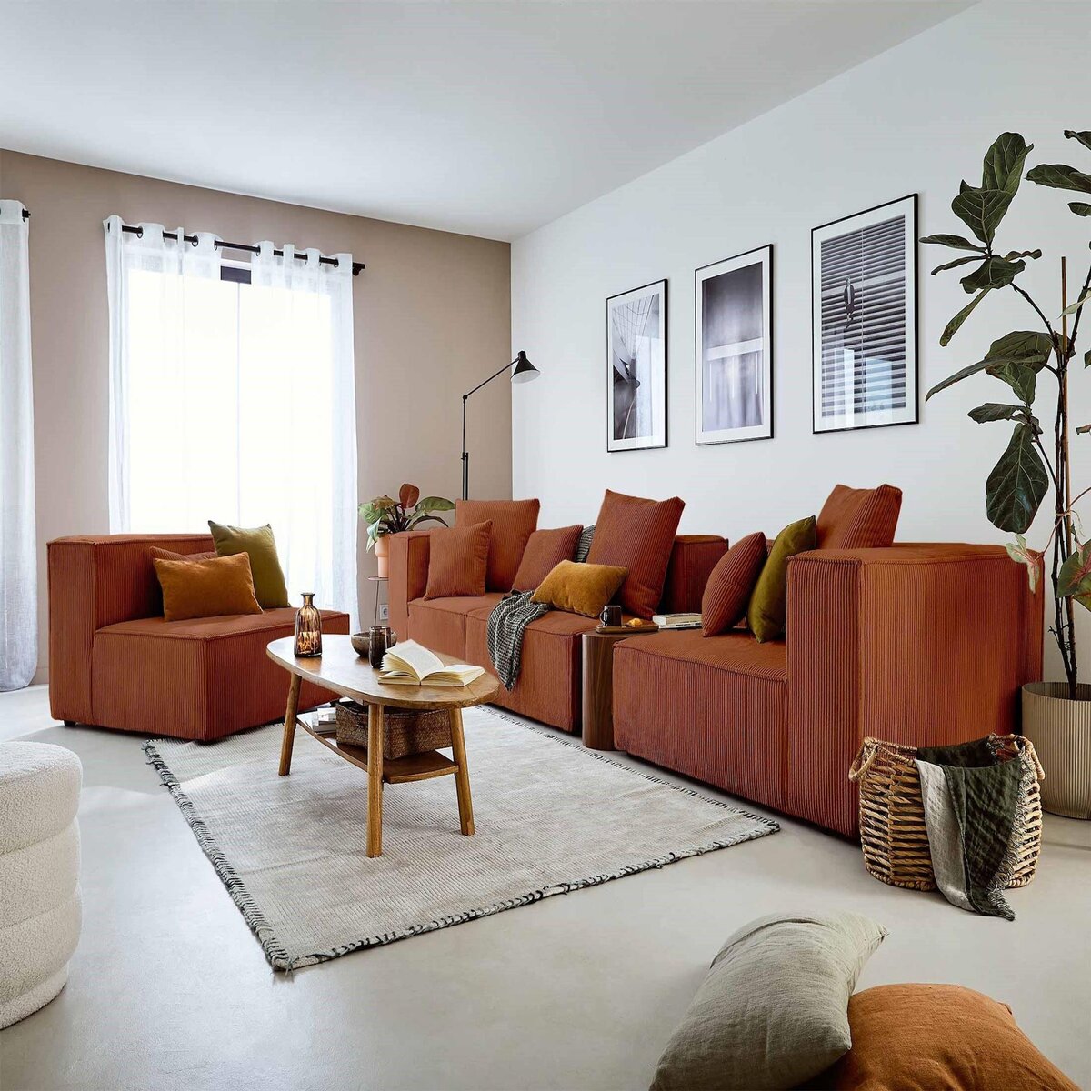 LISA DESIGN Colombine - canapé modulable d'angle gauche - 6 places - en velours côtelé