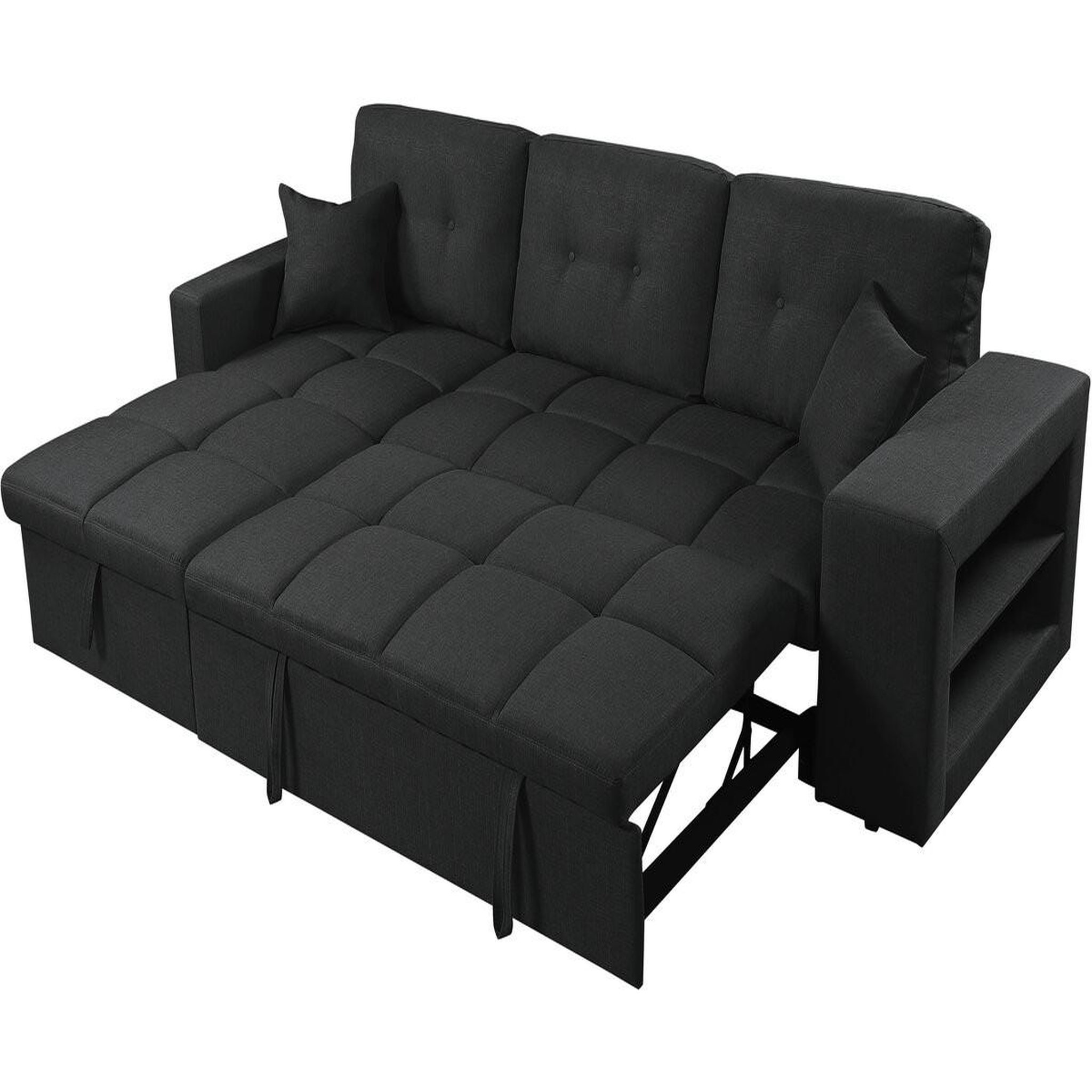 Voir la diapositive 3 : Habitat et Jardin Canapé d'angle convertible/réversible tissu style bubble  Axel  - 3 places - Noir
