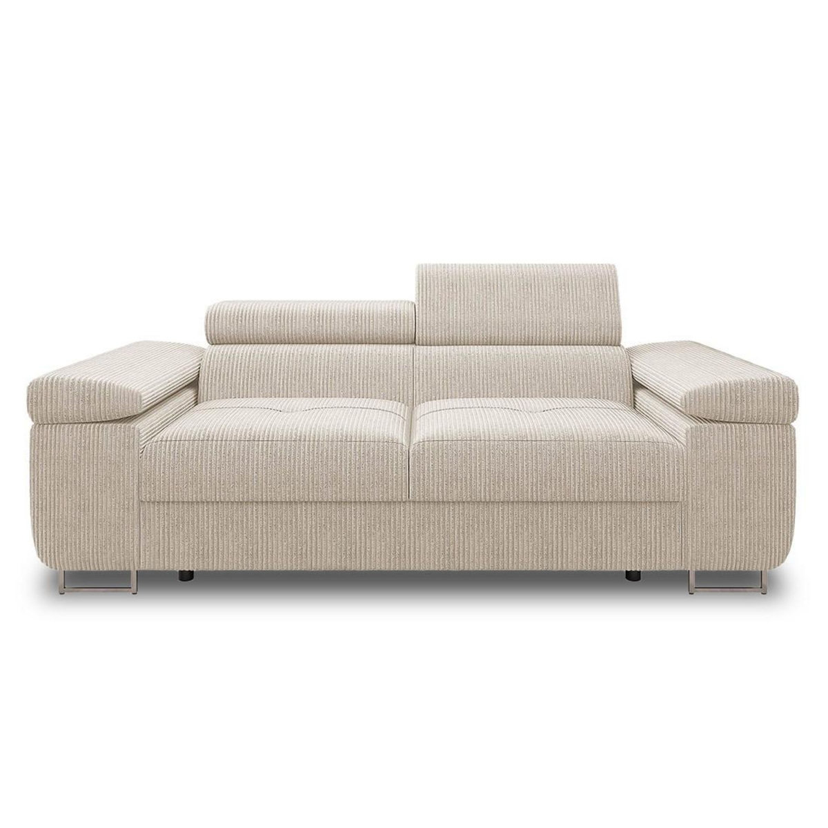 BEST MOBILIER Pablo - canapé droit 2 places avec têtières ajustables - en velours côtelé