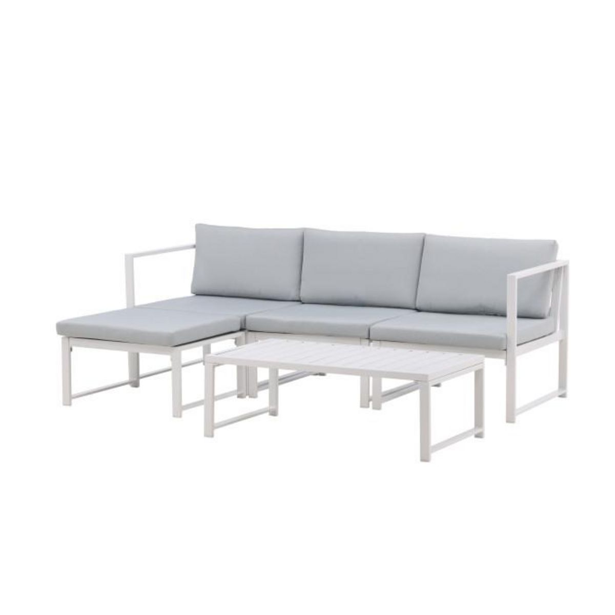 Paris Prix Salon de Jardin Modulable  Salvador  200cm Blanc & Gris