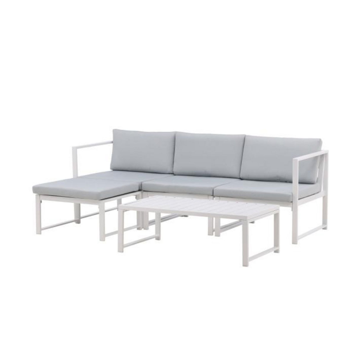 Paris Prix Salon de Jardin Modulable  Salvador  200cm Blanc & Gris