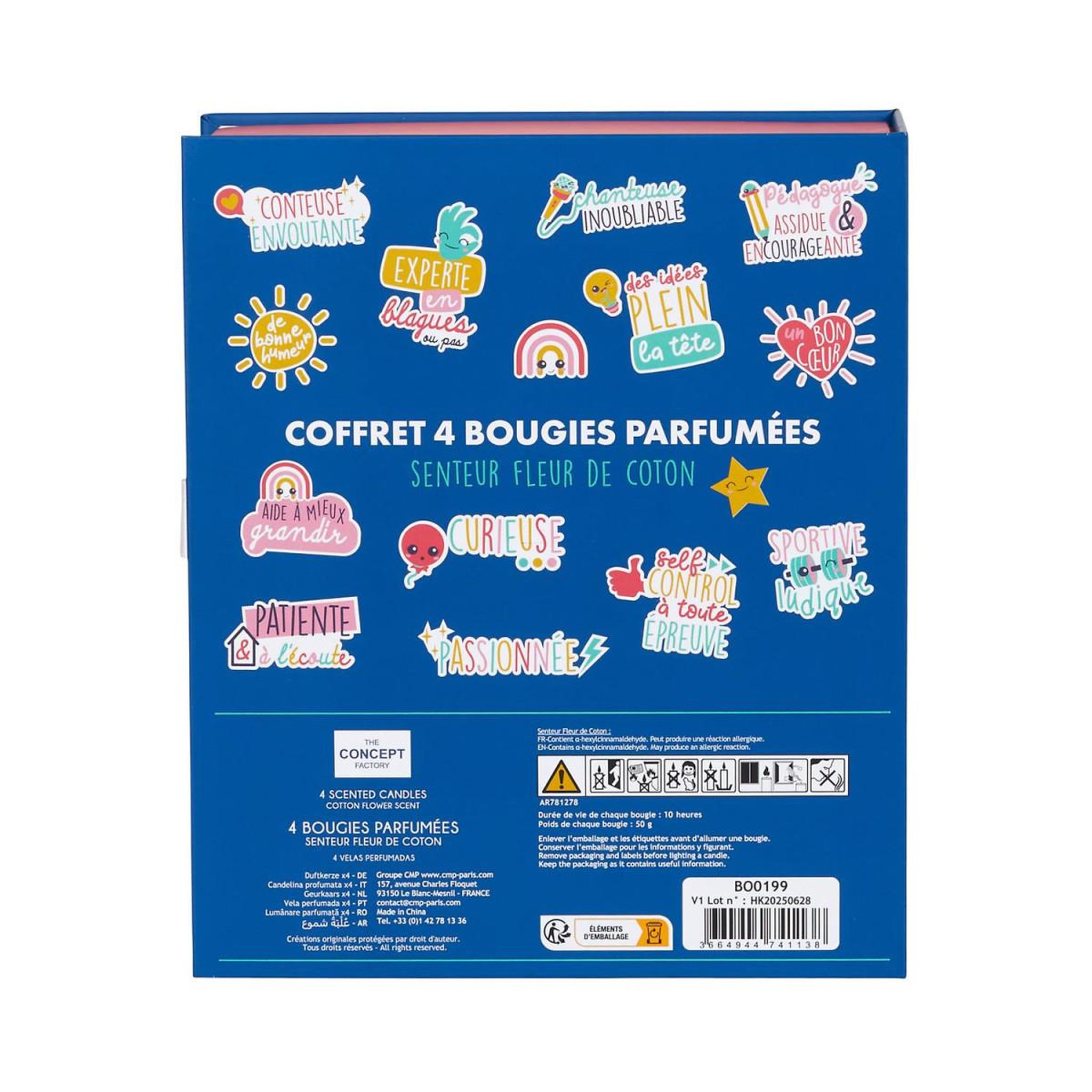 Voir la diapositive 4 : The Home Deco Factory Coffret 4 bougies parfumées  merci  18cm fleur de coton