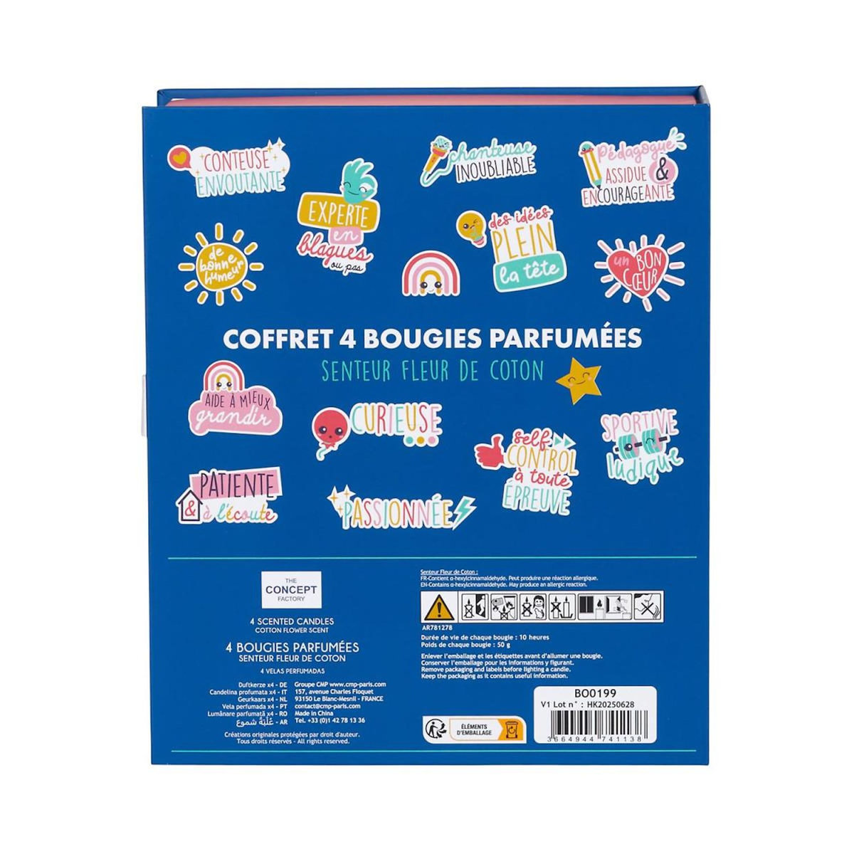 Paris Prix Coffret 4 Bougies Parfumées  Merci  18cm Fleur de Coton
