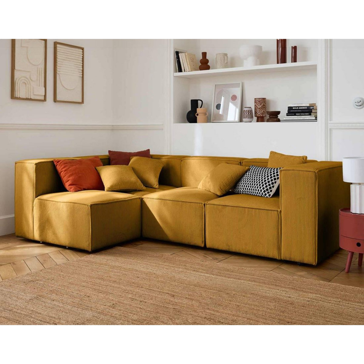 LISA DESIGN Arty - canapé modulable d'angle gauche 4 places - en velours côtelé