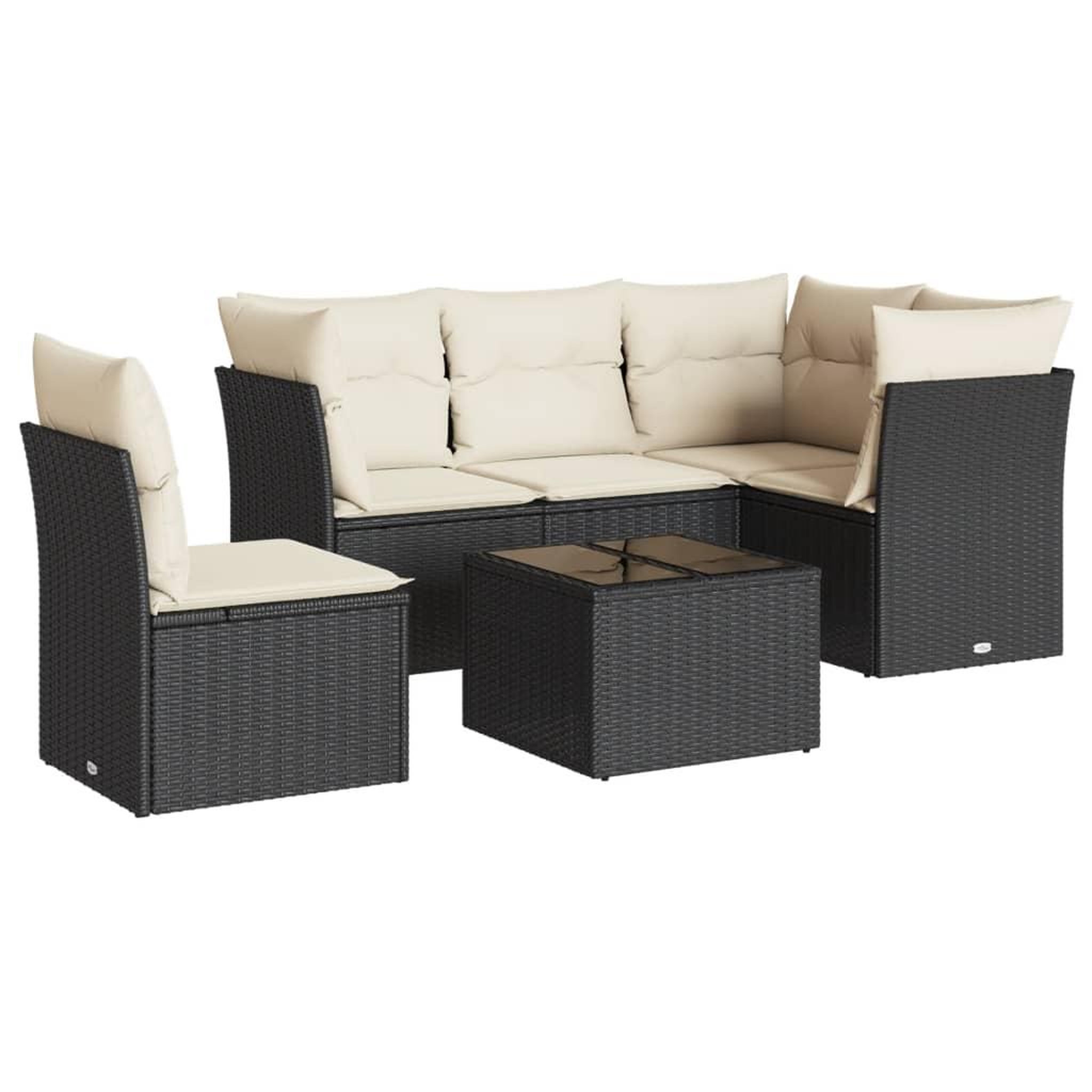 Voir la diapositive 2 : VIDAXL Salon de jardin 6 pcs avec coussins noir resine tressee