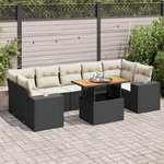 VIDAXL Salon de jardin 8 pcs avec coussins noir resine tressee
