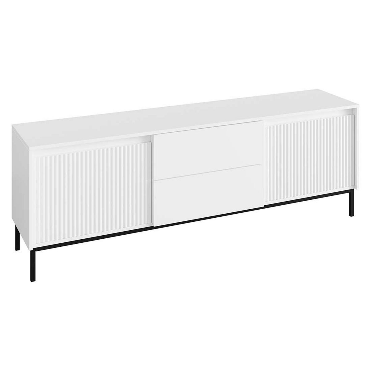 BEST MOBILIER Girona - meuble tv - blanc - 2 portes et 2 tiroirs - 174 cm
