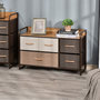 Voir la diapositive 6 : HOMCOM Commode meuble de rangement 5 tiroirs en tissu 87,5 x 29 x 58 cm Marron et beige