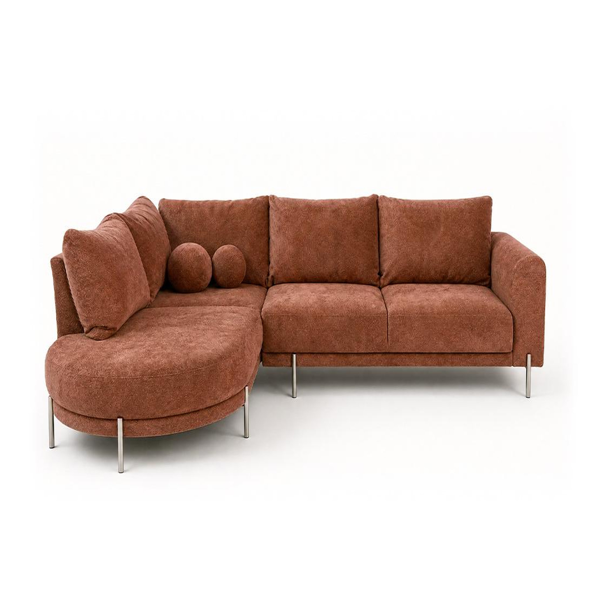 Voir la diapositive 1 : BEST MOBILIER Gabin - canapé d'angle gauche 5 places en velours texturé