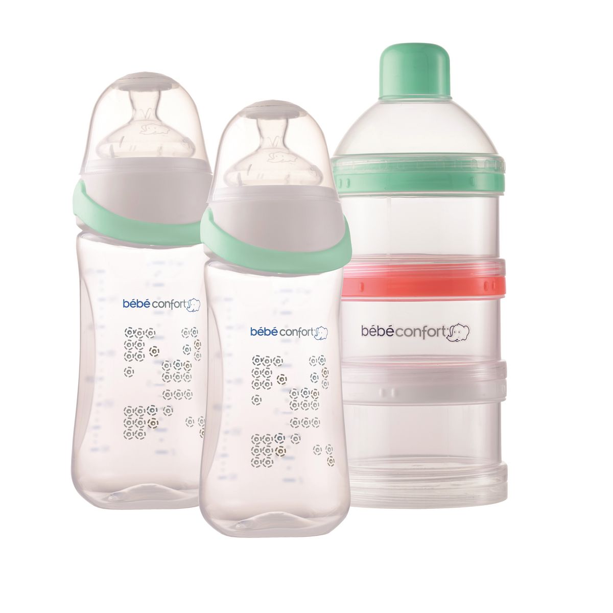 Bebe Confort Lot de 2 biberons Easy clip 270ml + doseur de lait