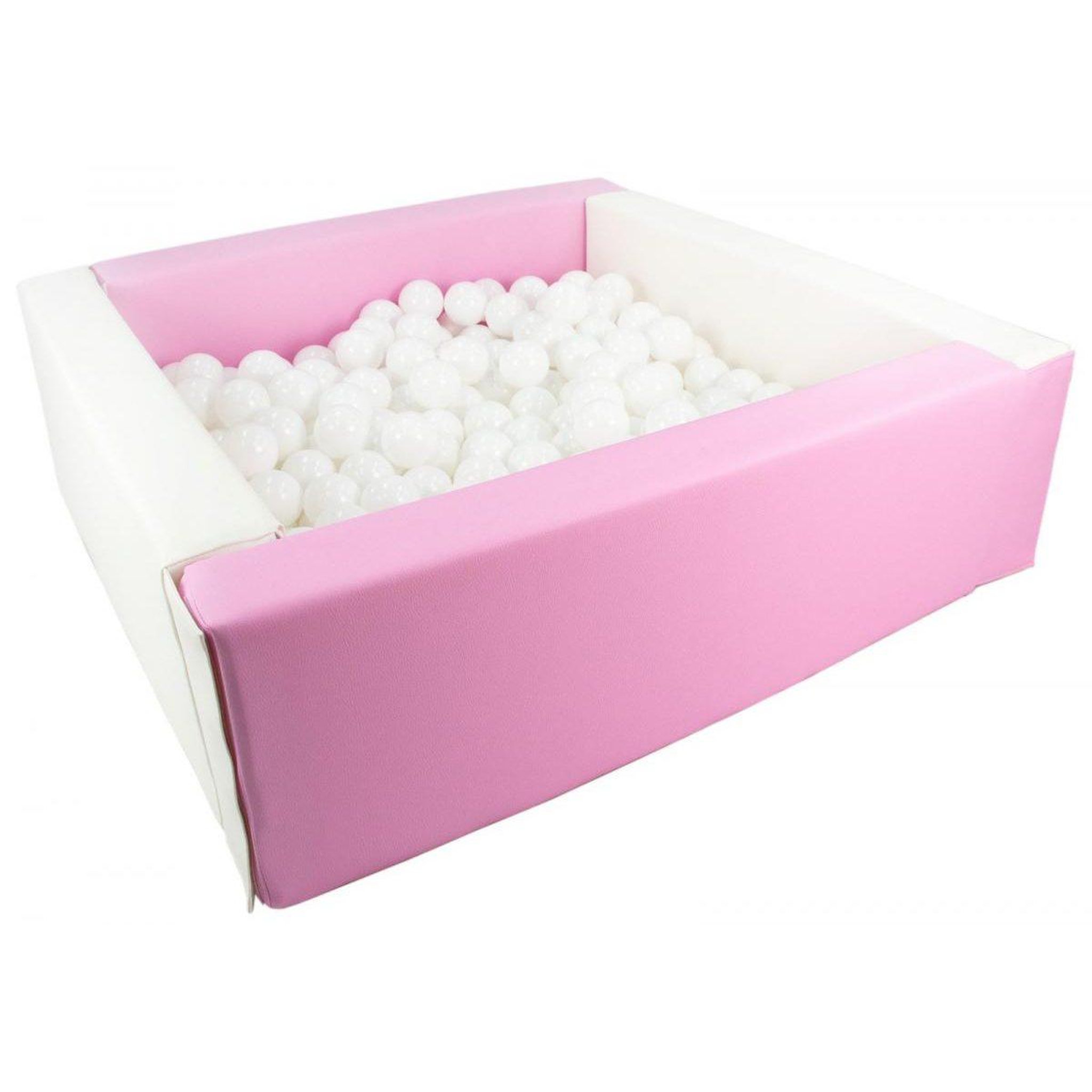 VELINDA Piscine à balles carrée avec 300 balles - blanc, rose (pastel)/blanc