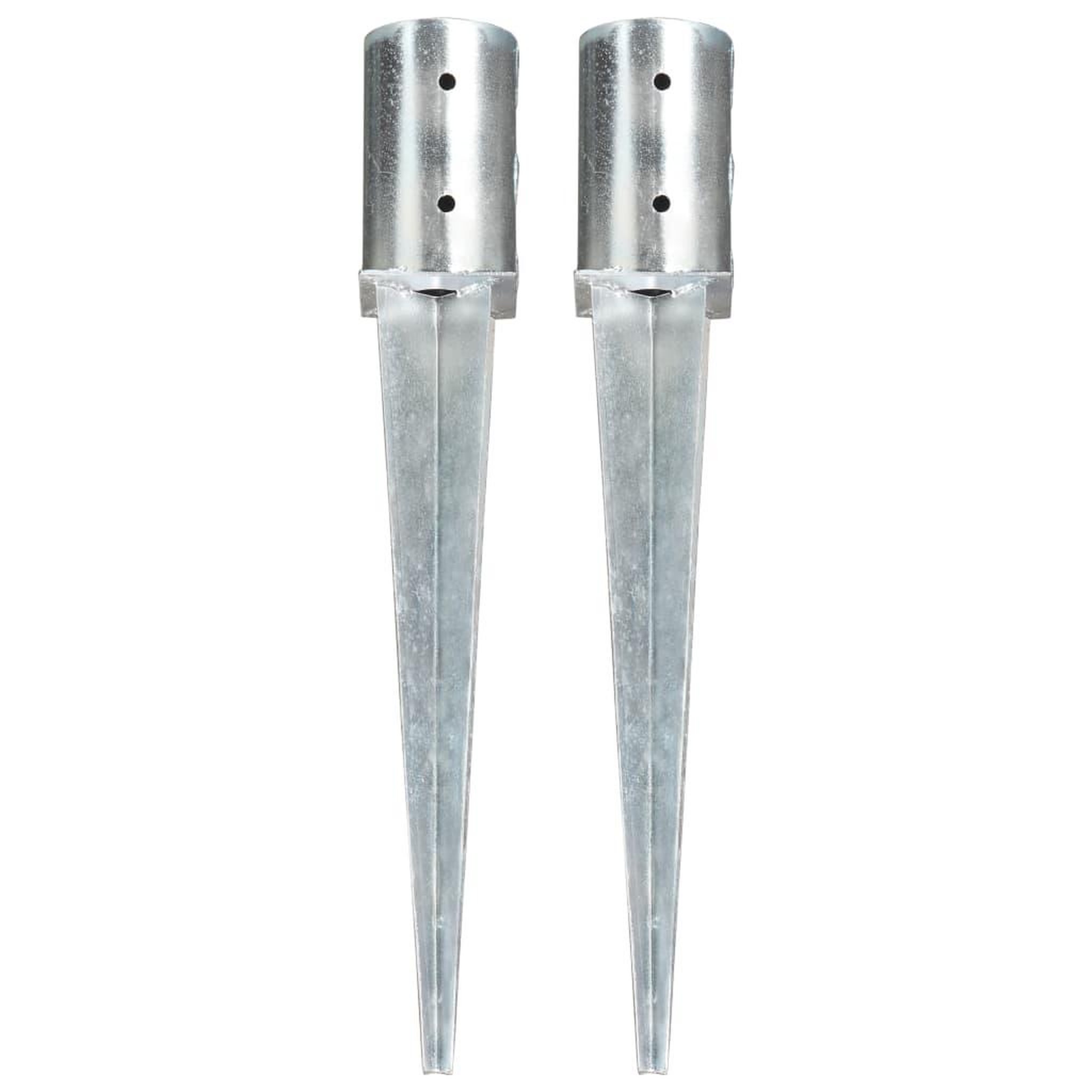 VIDAXL Piquets au sol 2 pcs Argente 8x61 cm Acier galvanise