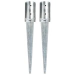 VIDAXL Piquets au sol 2 pcs Argente 8x61 cm Acier galvanise