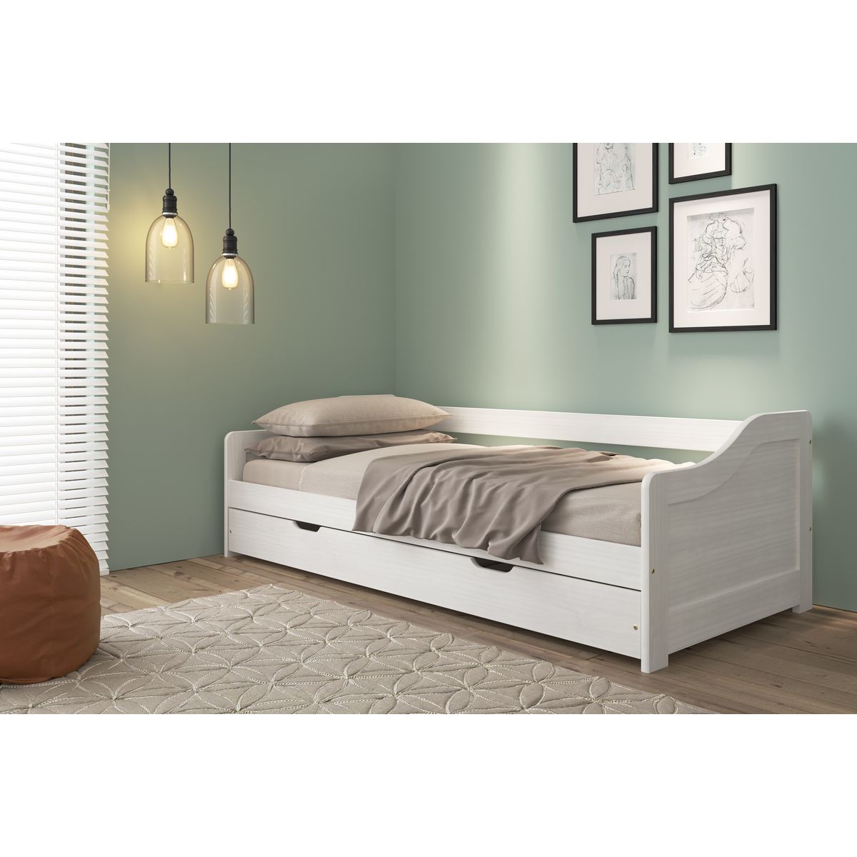 Lit banquette gigogne 2 couchages 90x200cm ANDREA