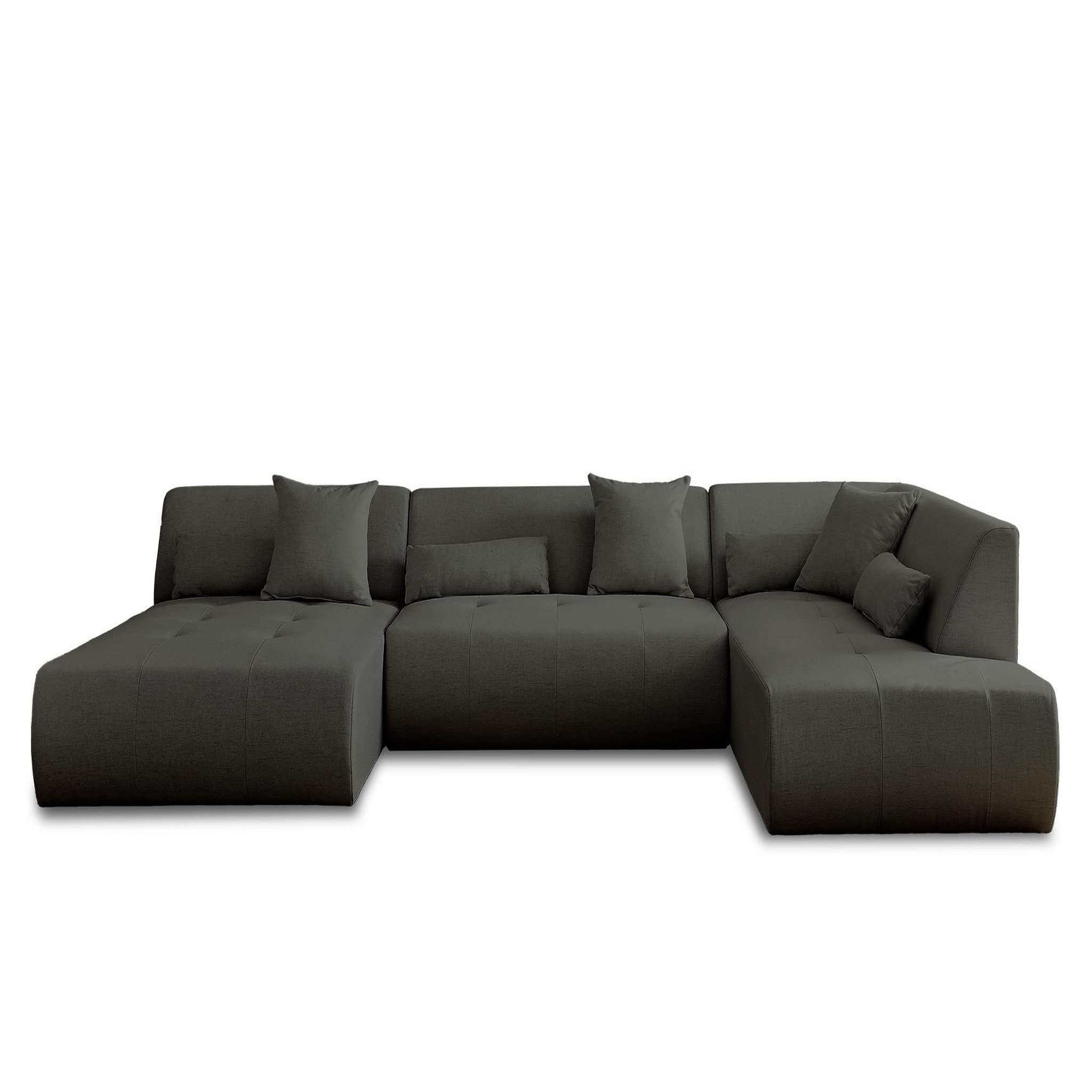 Voir la diapositive 1 : BEST MOBILIER Onyx - canapé modulable panoramique d'angle droit 7 places - en tissu