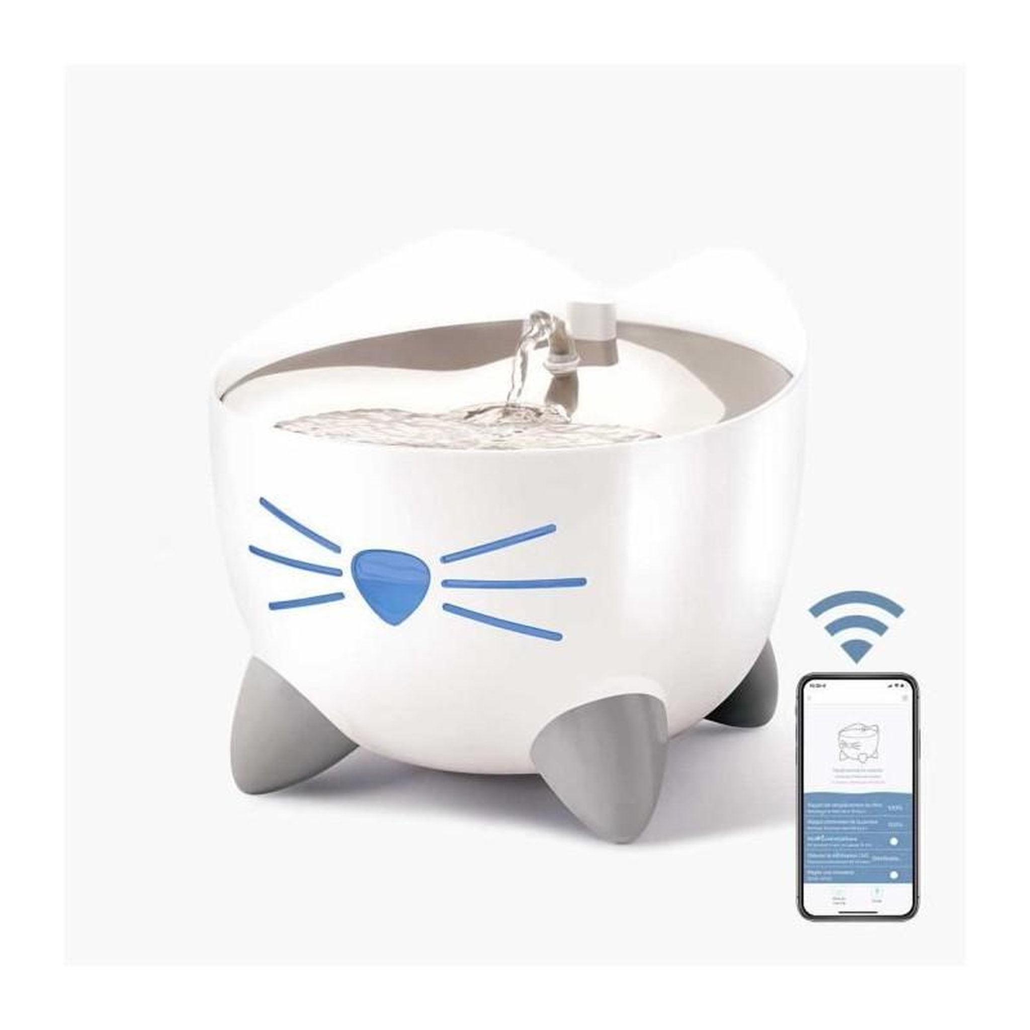 Cat'it CAT IT Fontaine a eau connectée pour chat - 2L (Acier inox, stérilisation UVC et application)