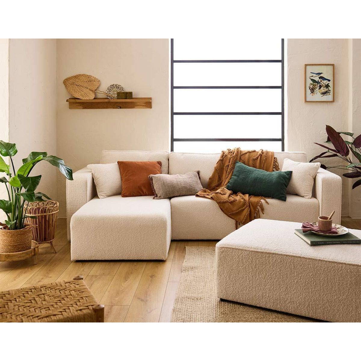 BEST MOBILIER Topaze - canapé d'angle réversible - 4 places - convertible avec coffre - en tissu bouclette