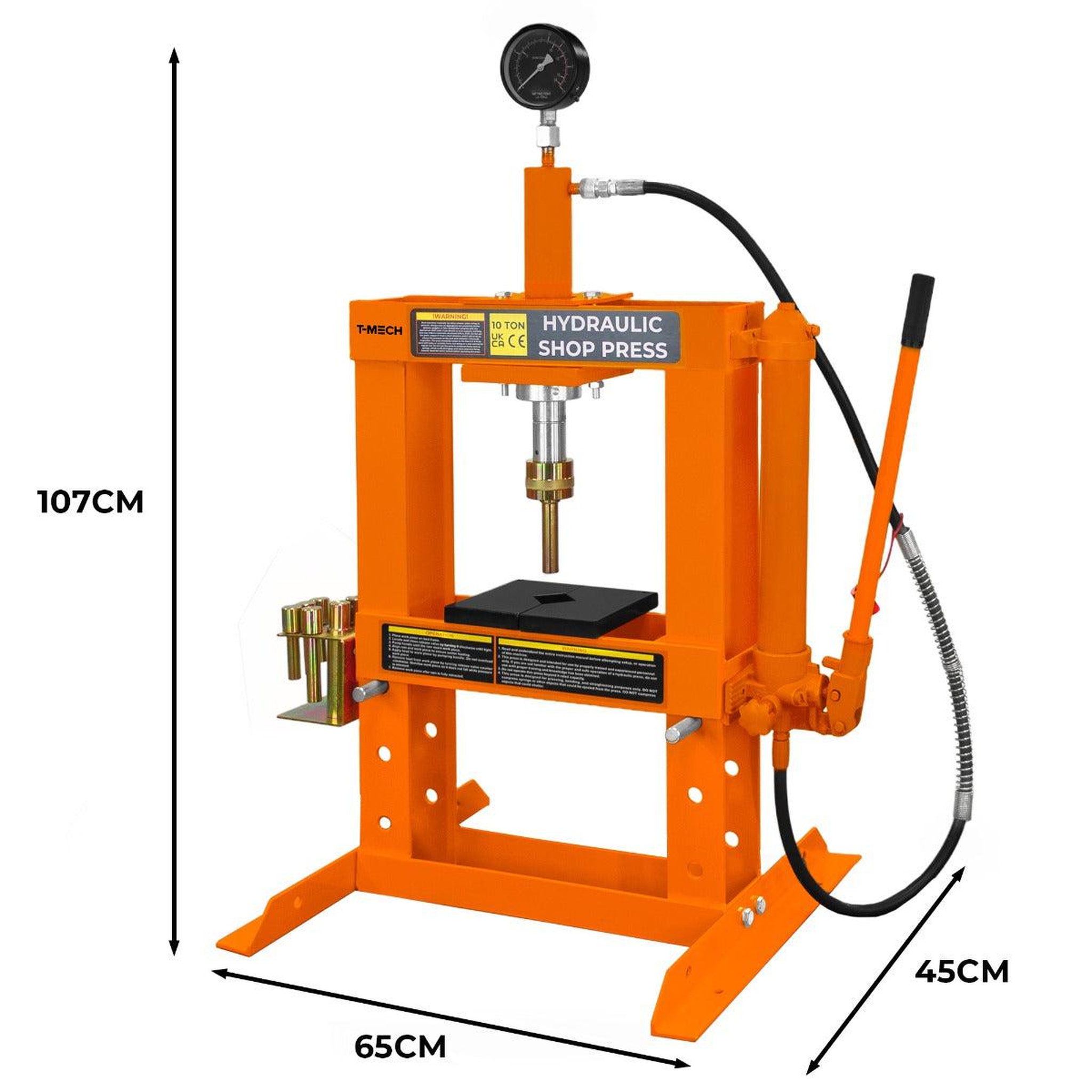 Voir la diapositive 5 : T-MECH Presse hydraulique d'atelier - 10 tonnes