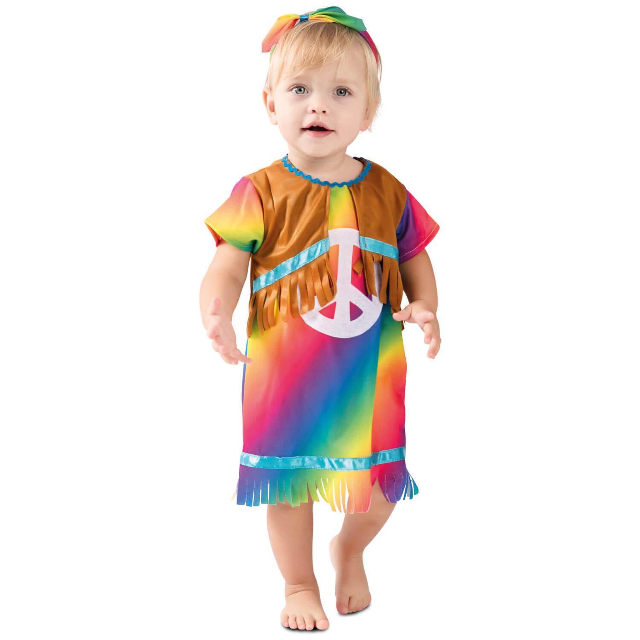 EURO CARNAVALES Déguisement Hippie Arc en Ciel - Bébé Fille - 18/24 mois (81 à 86 cm)