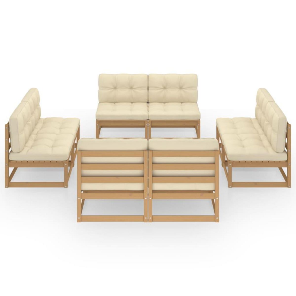 VIDAXL Salon de jardin 8 pcs avec coussins Bois de pin massif